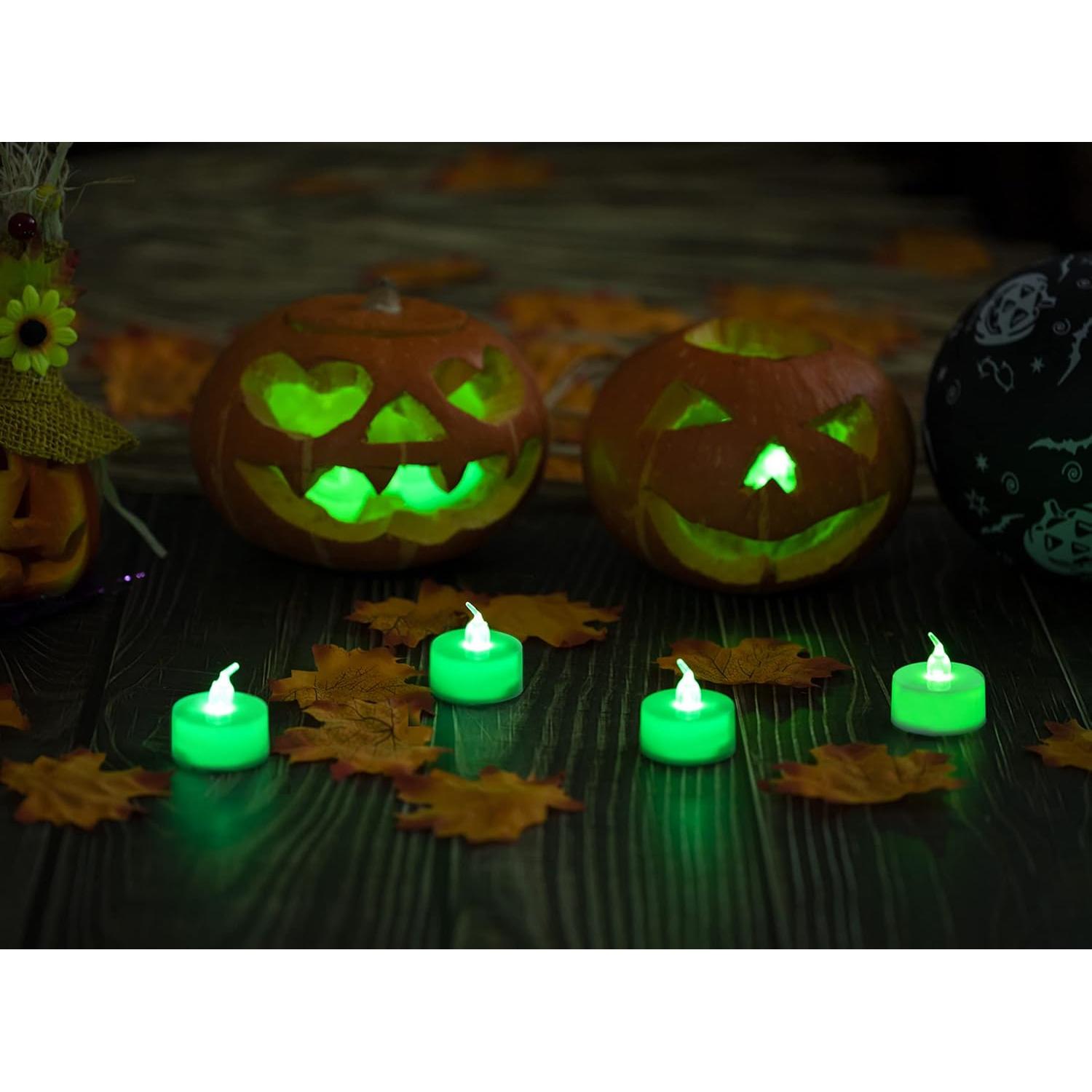 LANKER 24 Velas LED Tealight Sin Llama Verde para Decoración