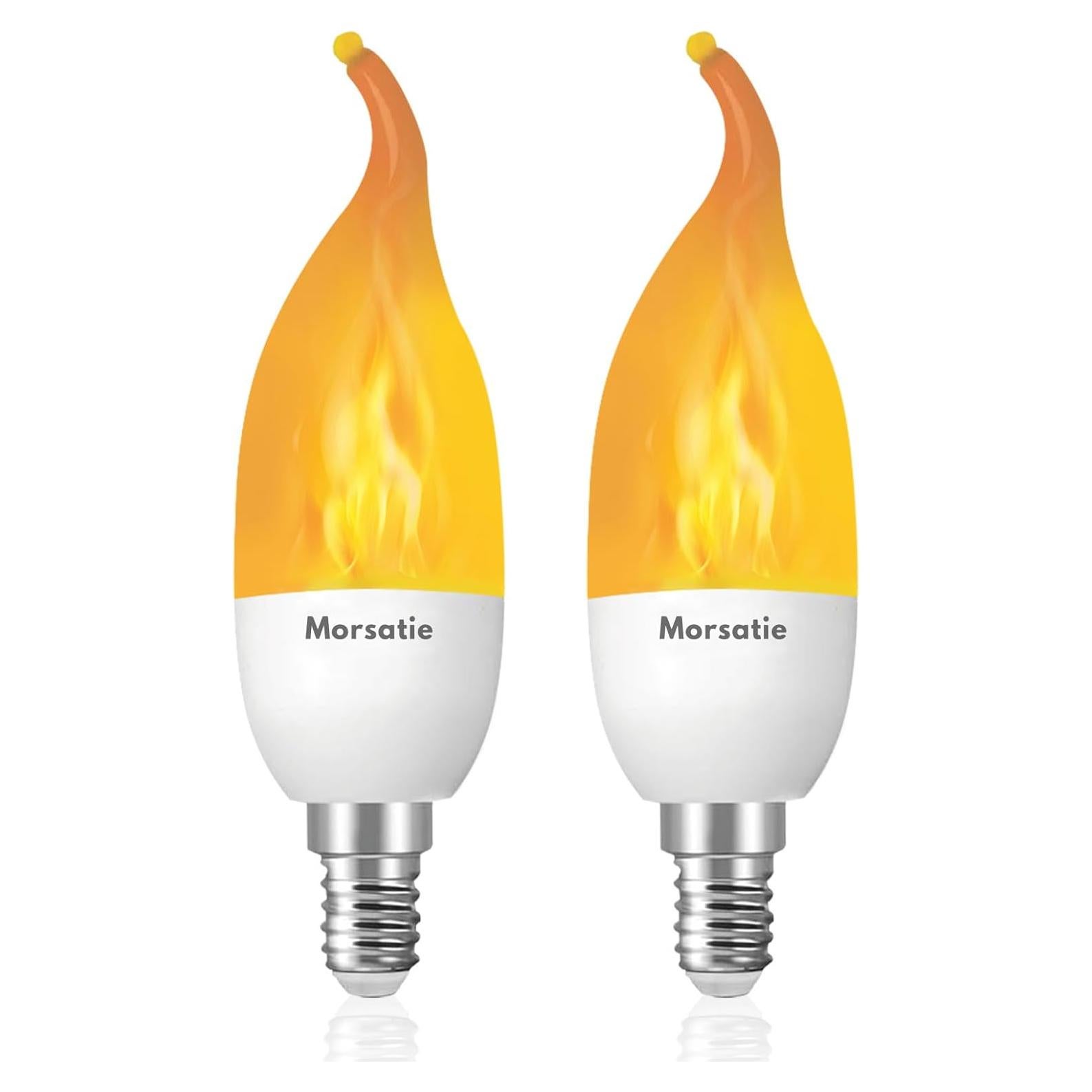 Bombillas LED de Llama Morsatie E12 2 Paquete 3 Modos