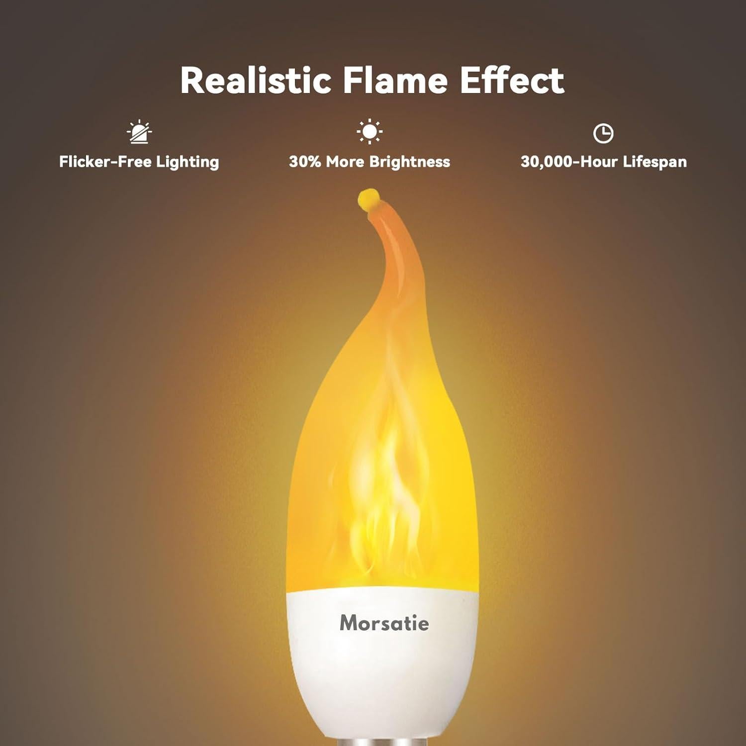 Bombillas LED de Llama Morsatie E12 2 Paquete 3 Modos