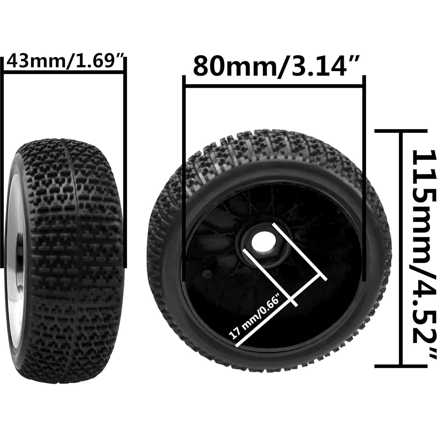 Neumáticos RC 1/8 Share Goo Caucho con Llantas Plástico 17mm