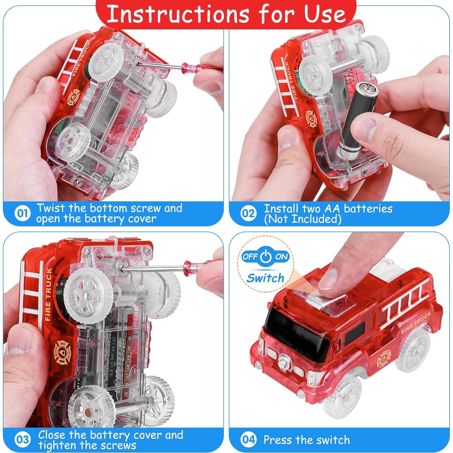 Coches de Reemplazo FancyWhoop con Luces LED - 4 Piezas