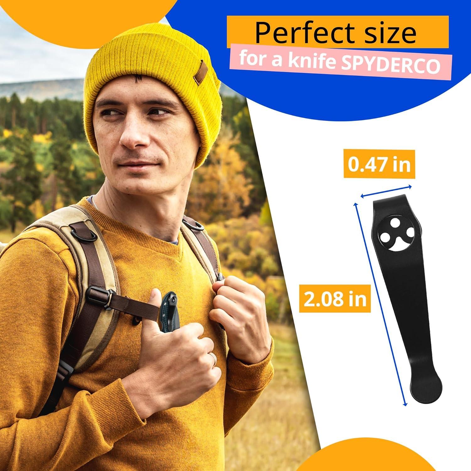 Clip de bolsillo Reluen para Spyderco C81 C10 C11 - Titanio 55x12mm