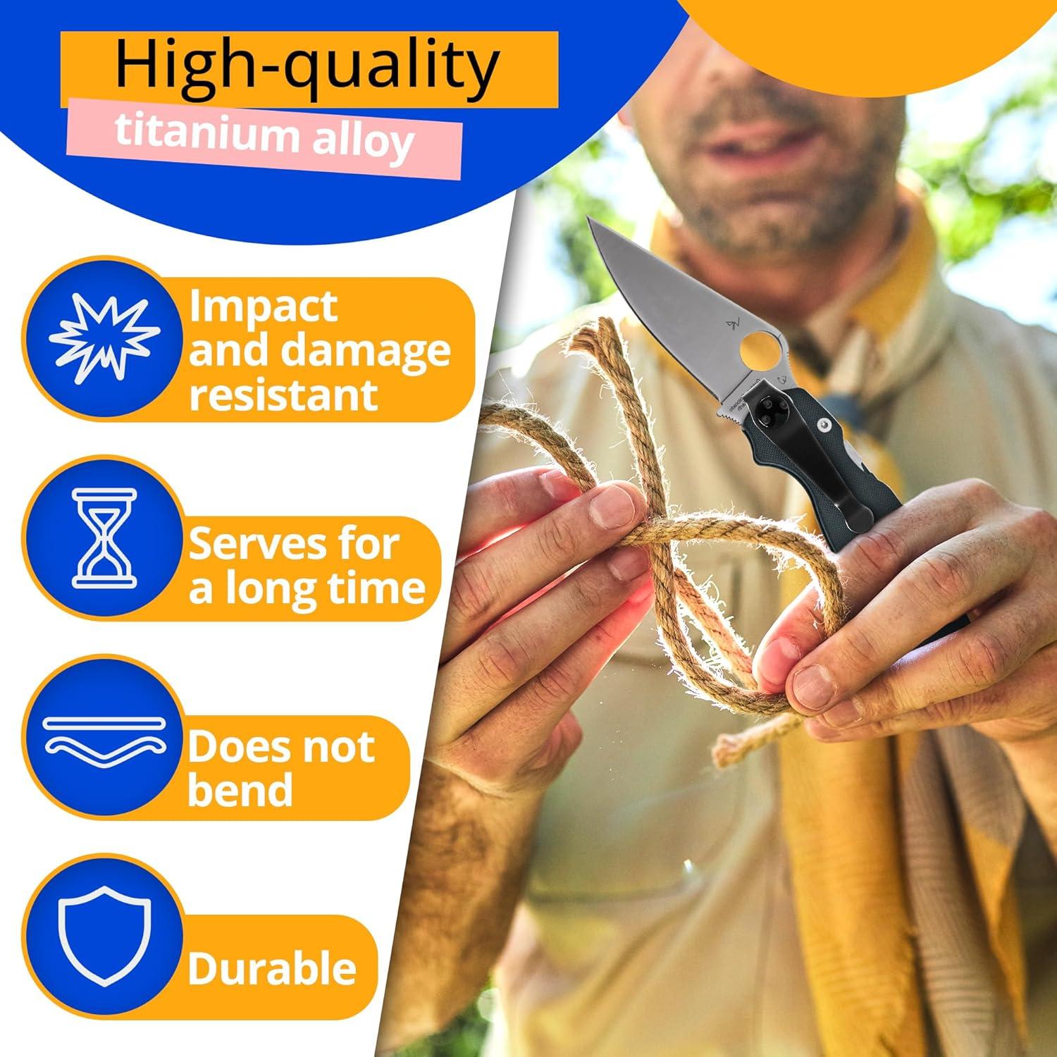 Clip de bolsillo Reluen para Spyderco C81 C10 C11 - Titanio 55x12mm