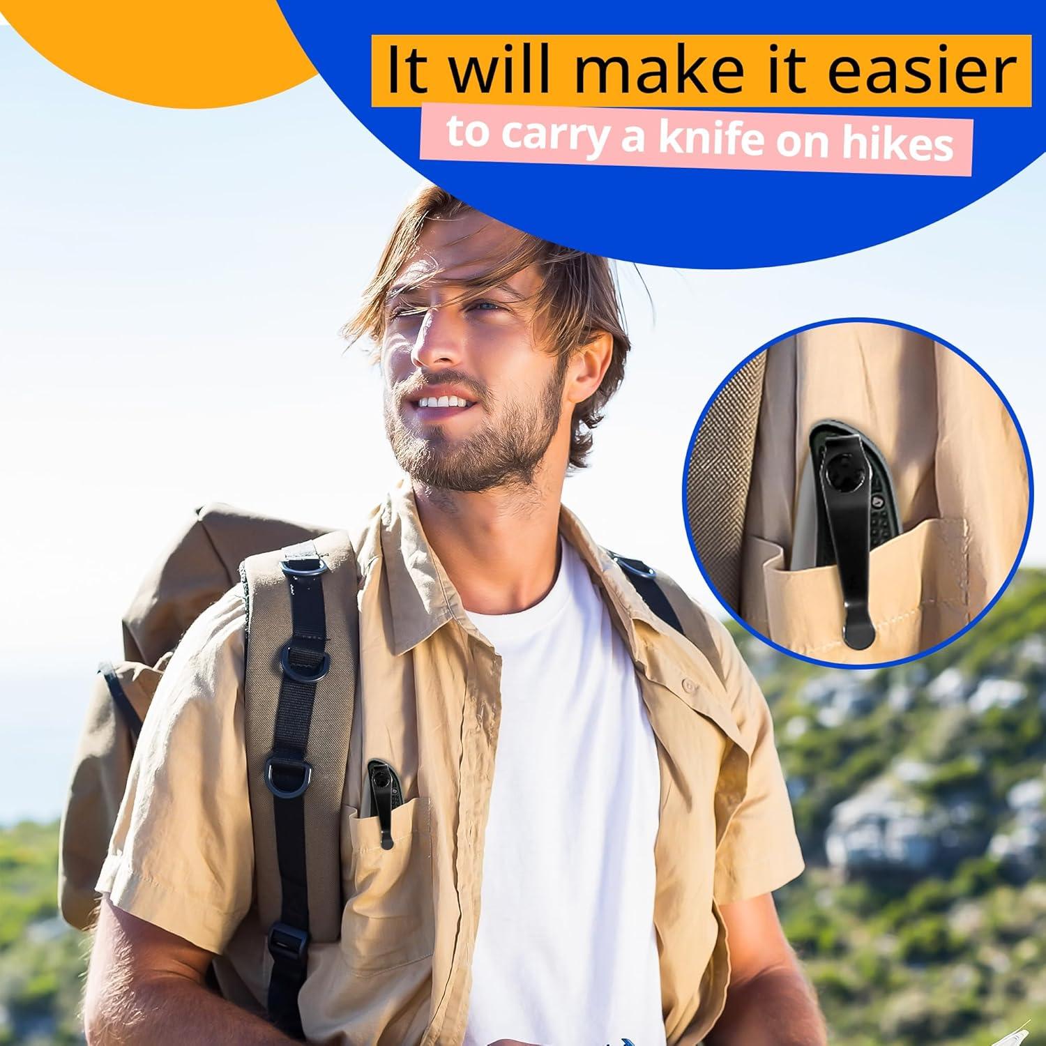 Clip de bolsillo Reluen para Spyderco C81 C10 C11 - Titanio 55x12mm