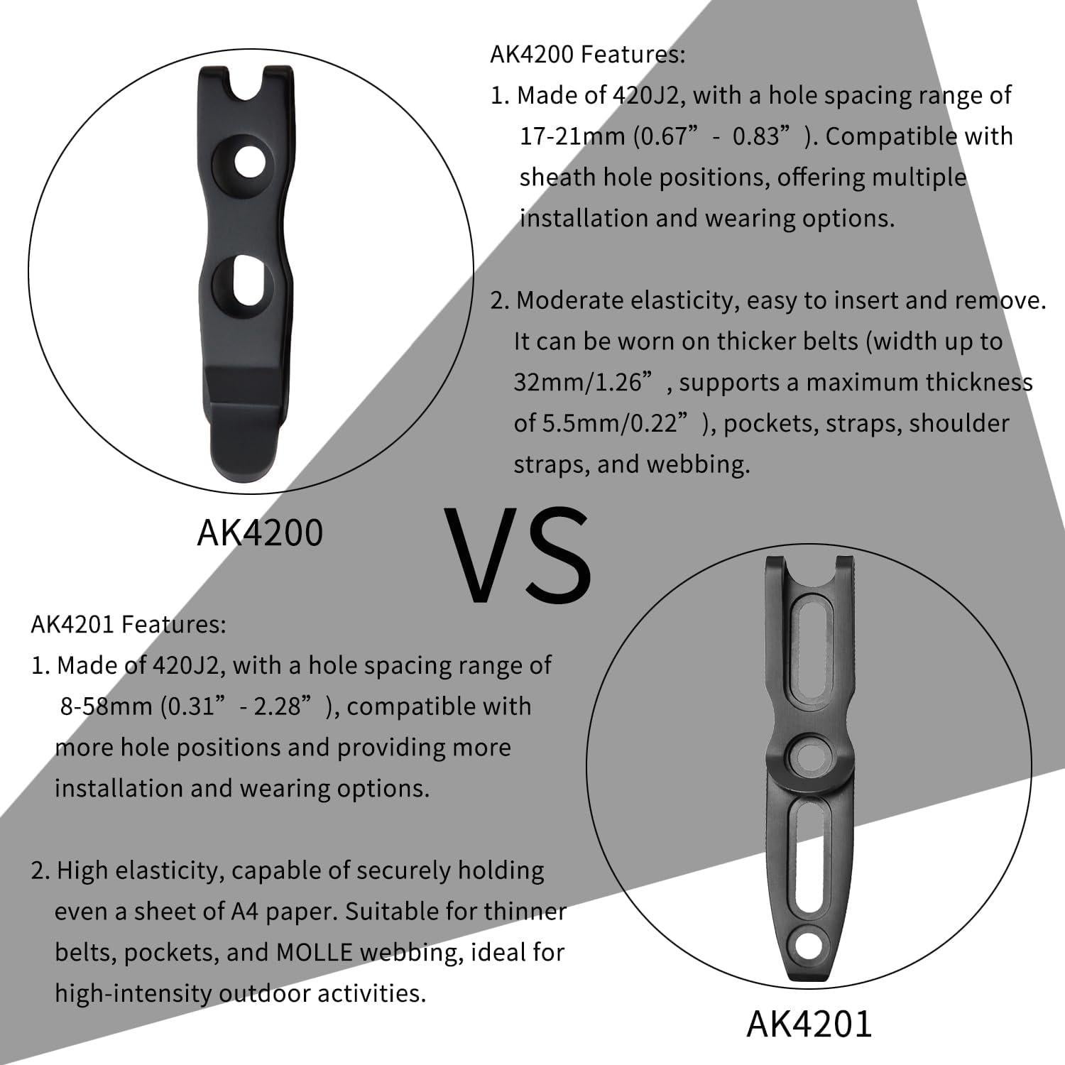 Clip de bolsillo TONIFE AK4201 para cuchillos - Pulido