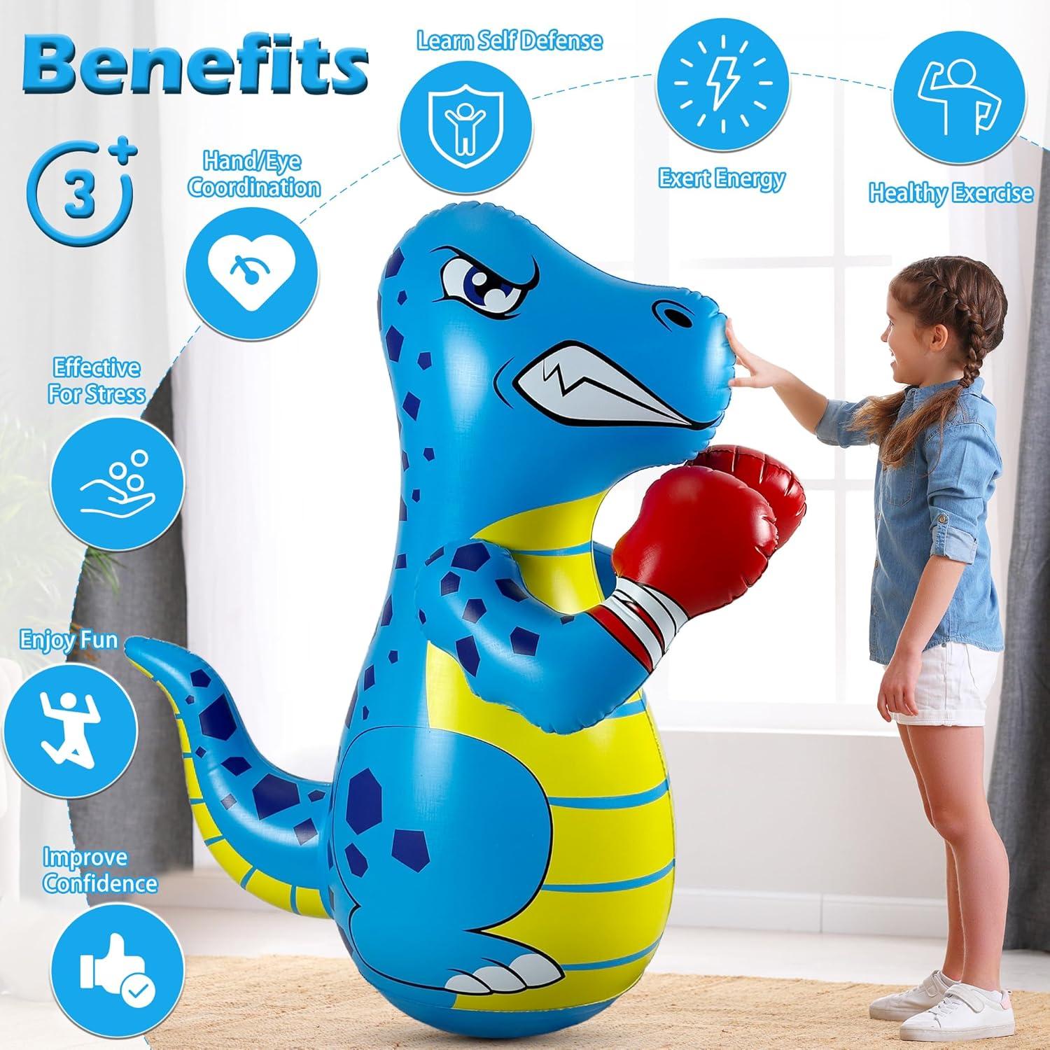 Saco de Boxeo Inflable Dinosaurio FloVogue 119 cm para Niños
