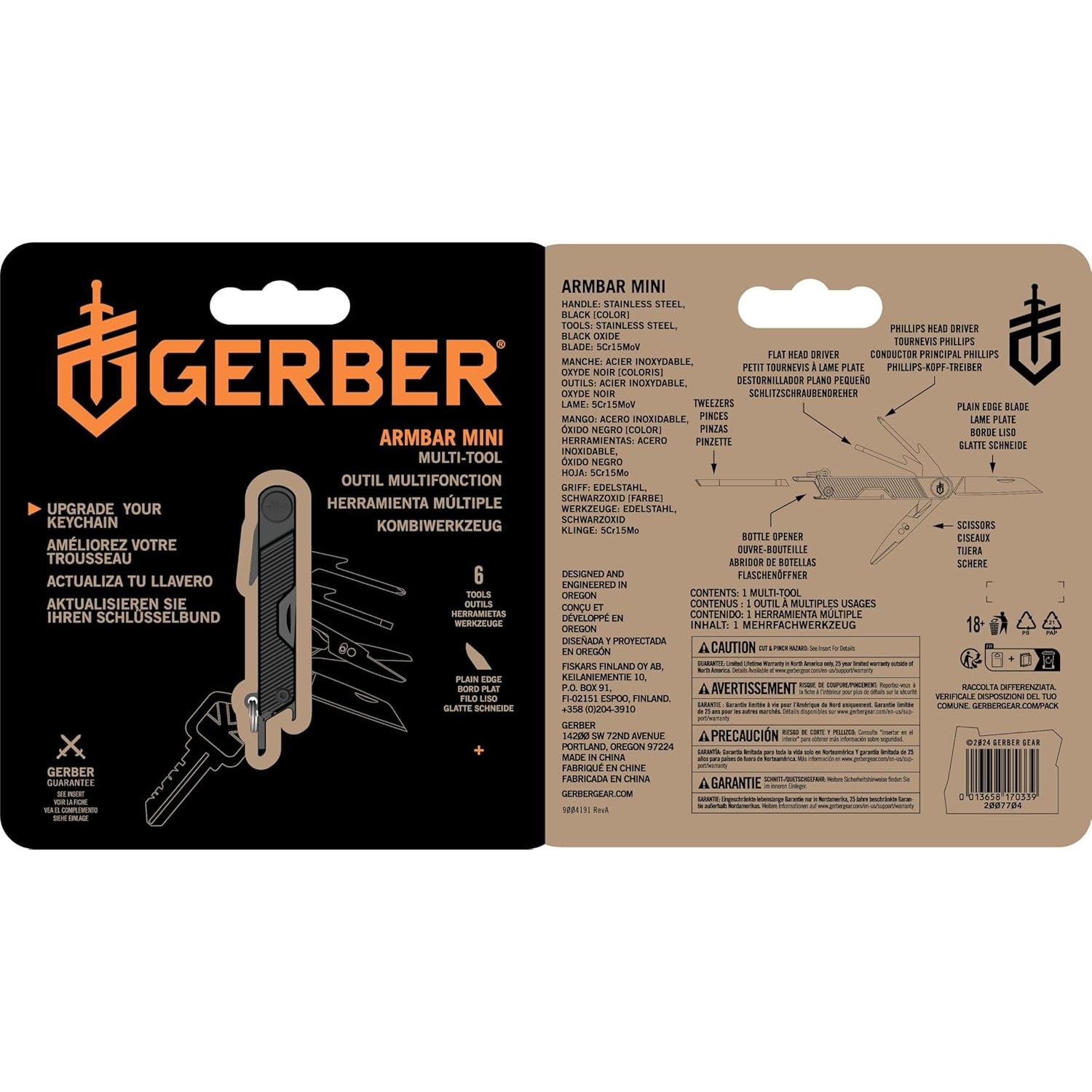 Multiherramienta 8-en-1 Gerber Gear Armbar Mini Negra