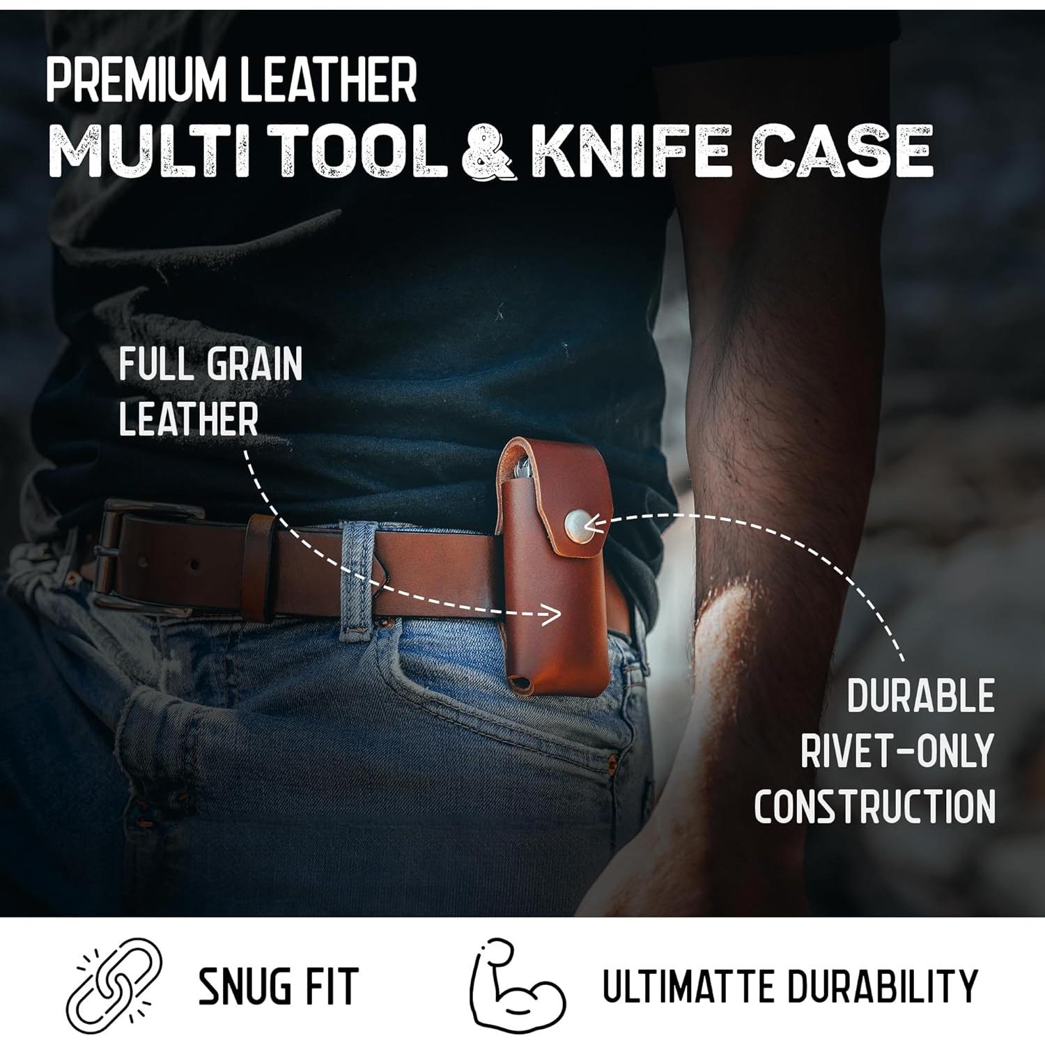 Funda de Cuero para Multiherramienta American Bench Craft - Marrón