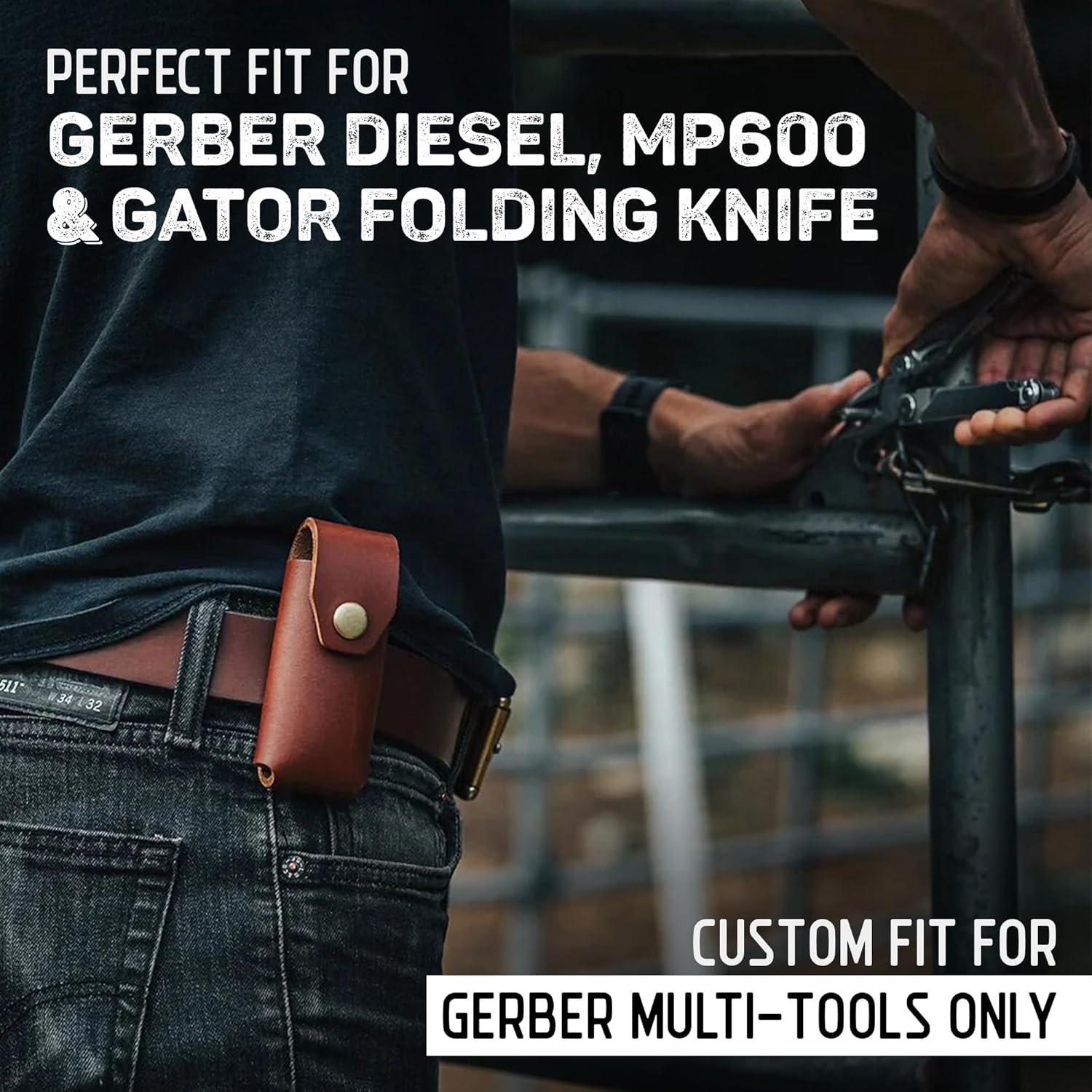 Funda de Cuero para Multiherramienta American Bench Craft - Marrón