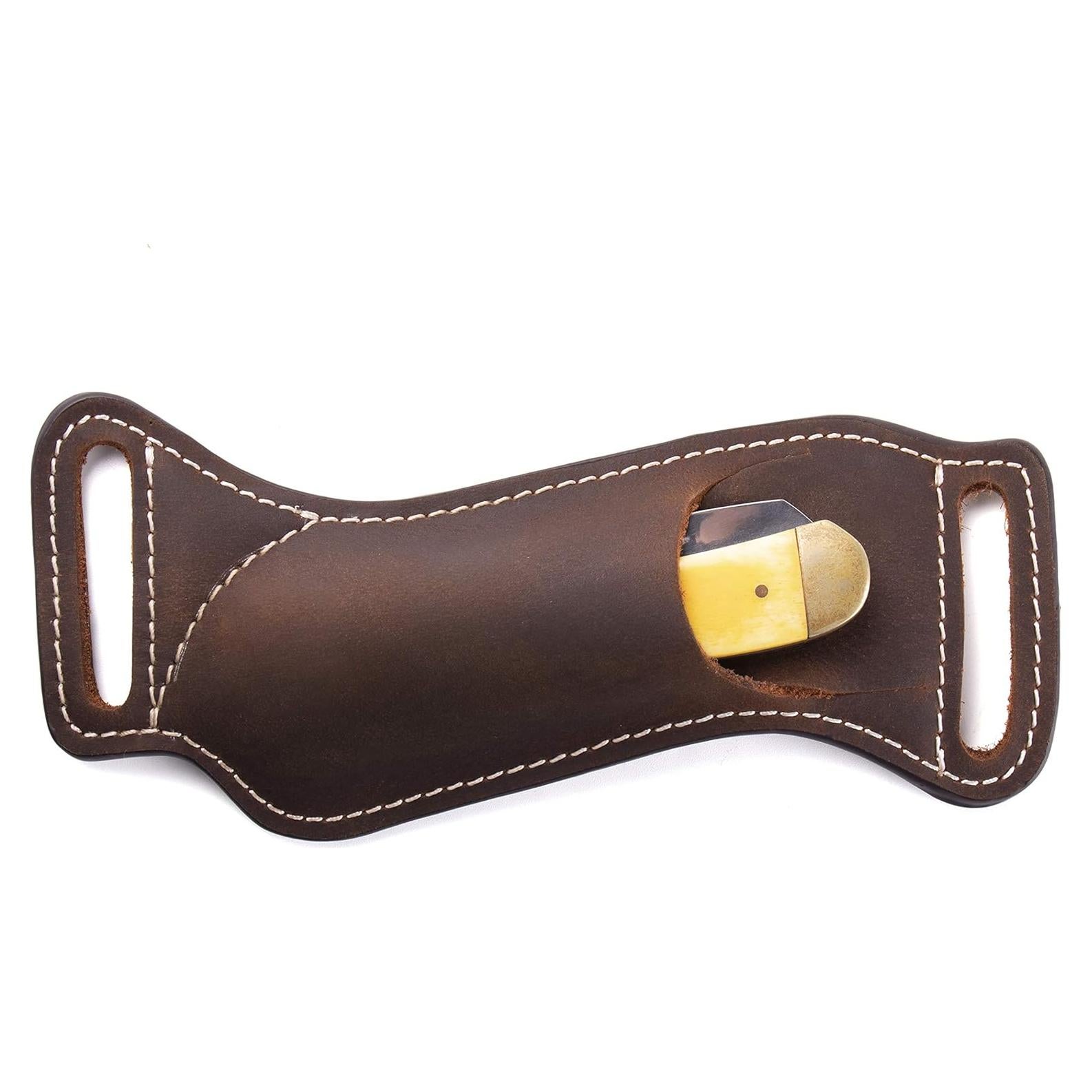 Funda de cuchillo de cuero Gentlestache EDC 17cm Marrón oscuro