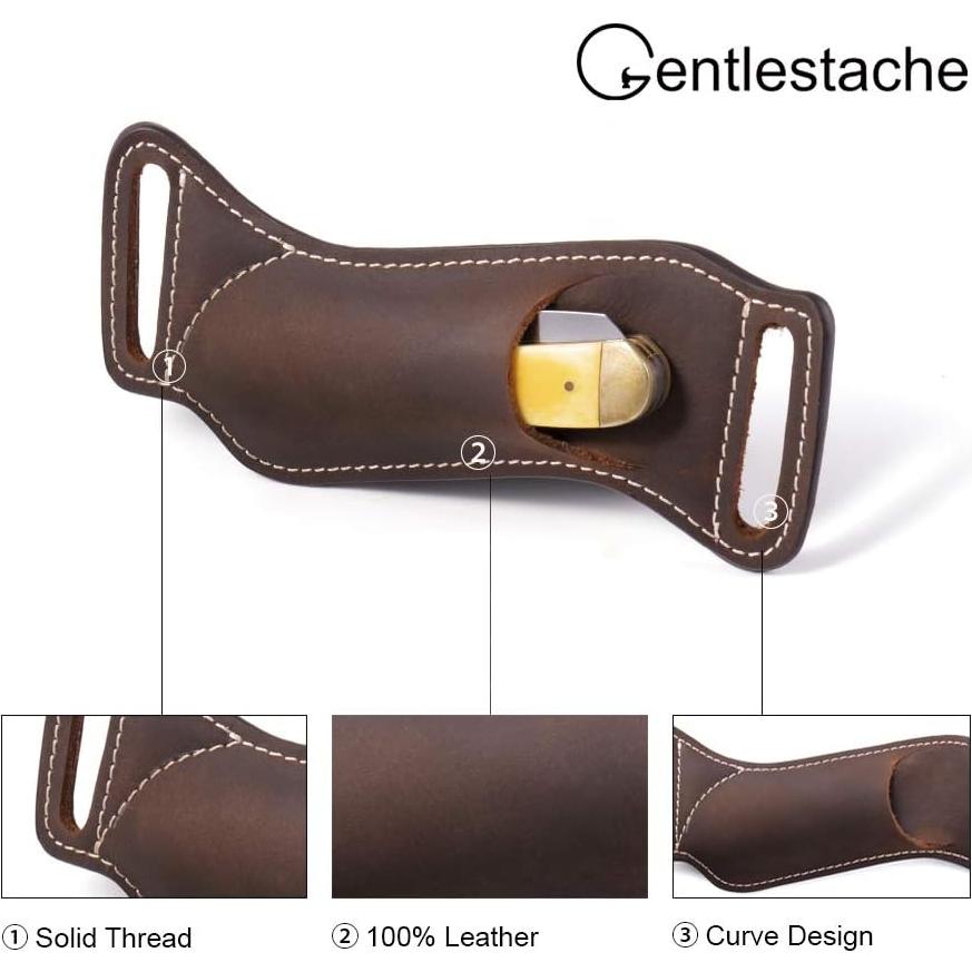 Funda de cuchillo de cuero Gentlestache EDC 17cm Marrón oscuro