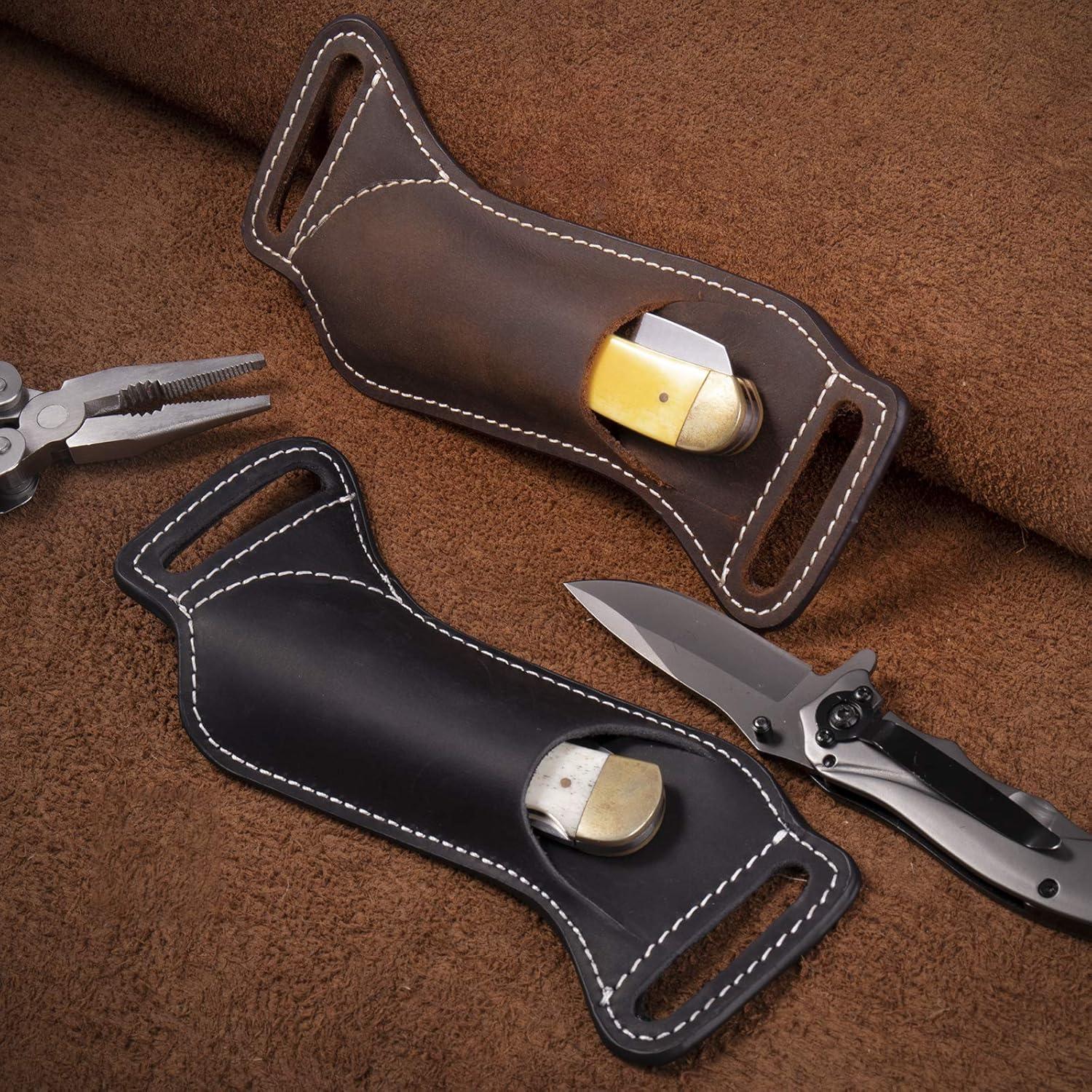 Funda de cuchillo de cuero Gentlestache EDC 17cm Marrón oscuro