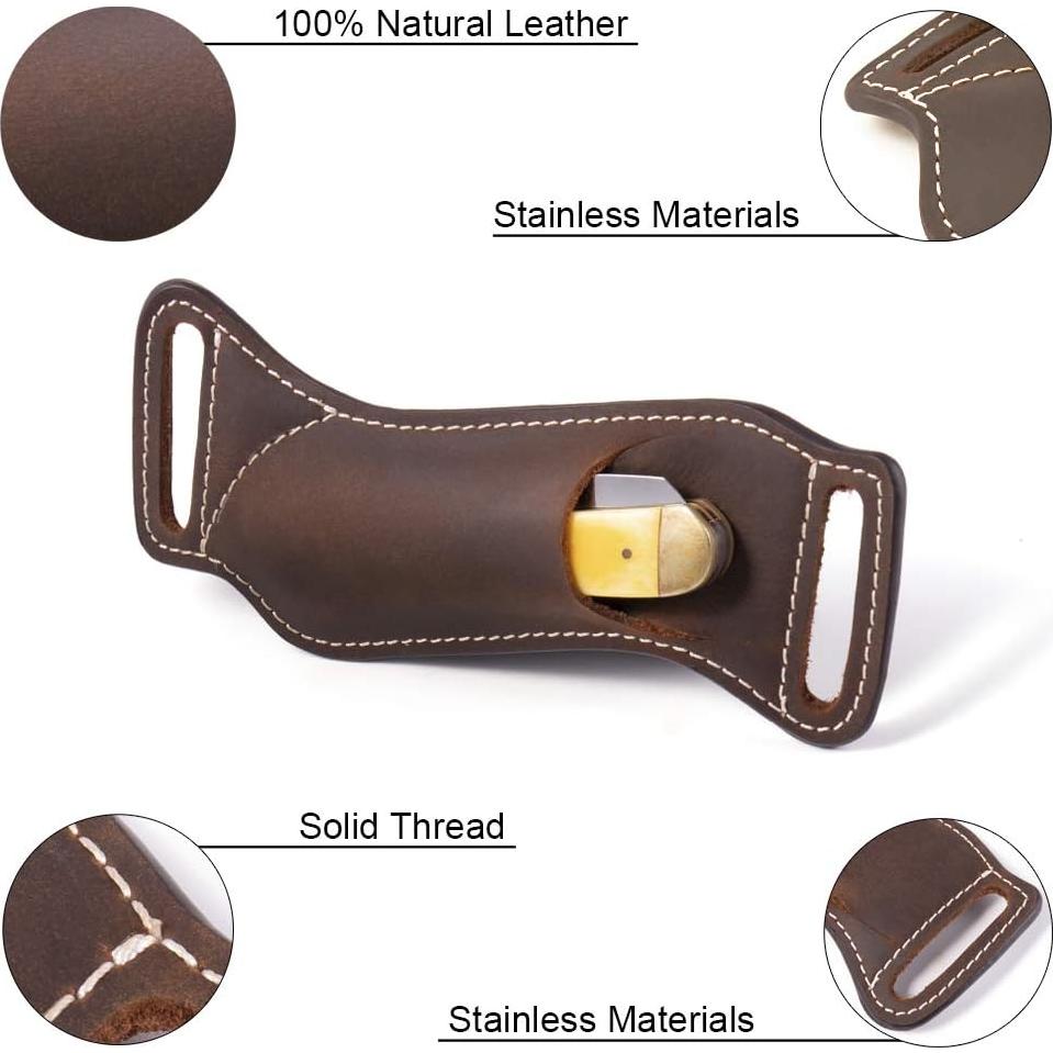 Funda de cuchillo de cuero Gentlestache EDC 17cm Marrón oscuro