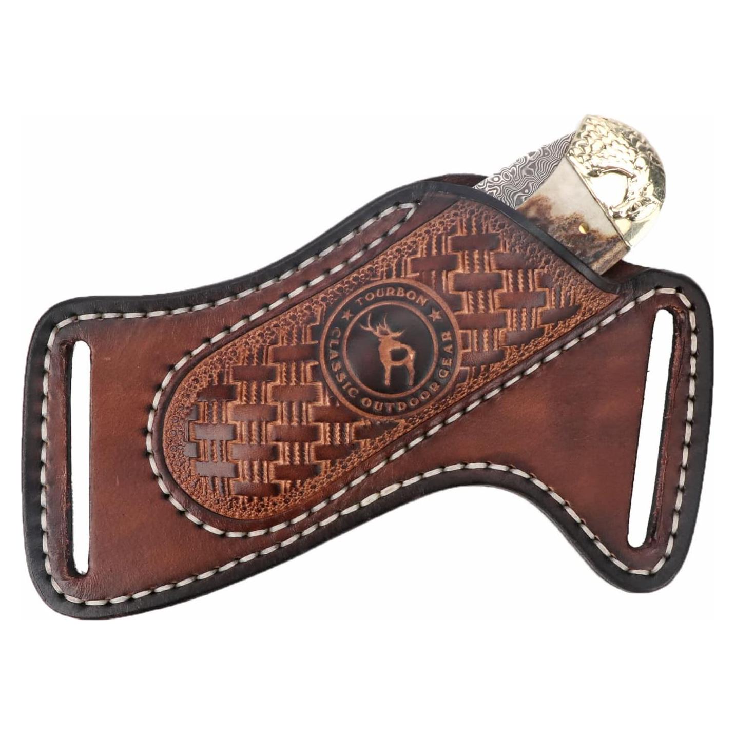 Funda de cuchillo de cuero Tourbon para cinturón EDC 15cm