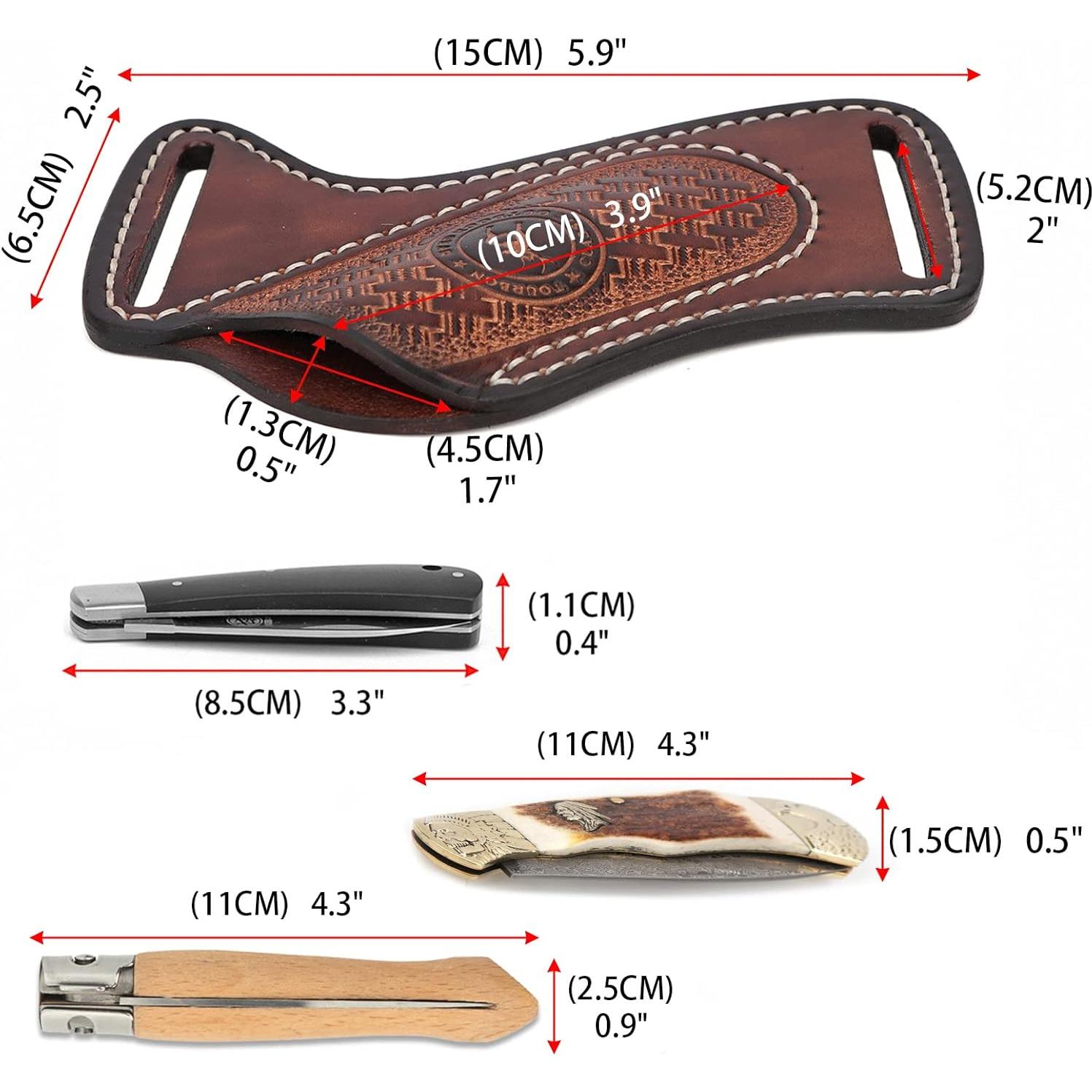 Funda de cuchillo de cuero Tourbon para cinturón EDC 15cm
