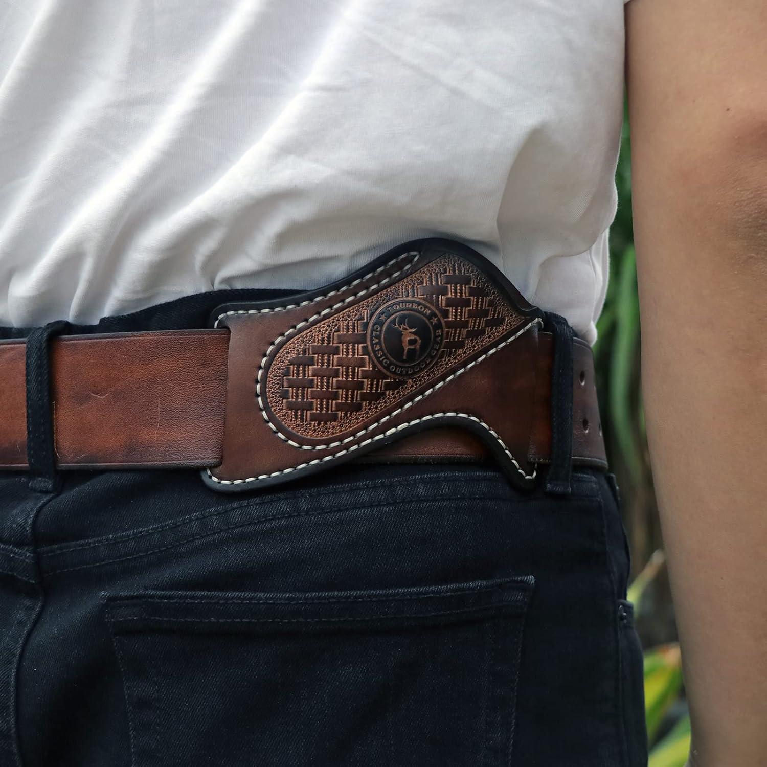 Funda de cuchillo de cuero Tourbon para cinturón EDC 15cm