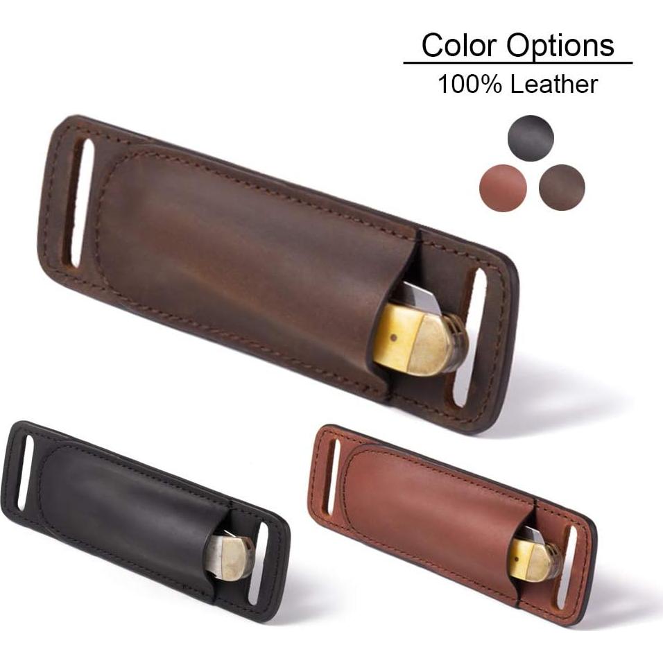 Funda de cuchillo de cuero Gentlestache EDC marrón oscuro