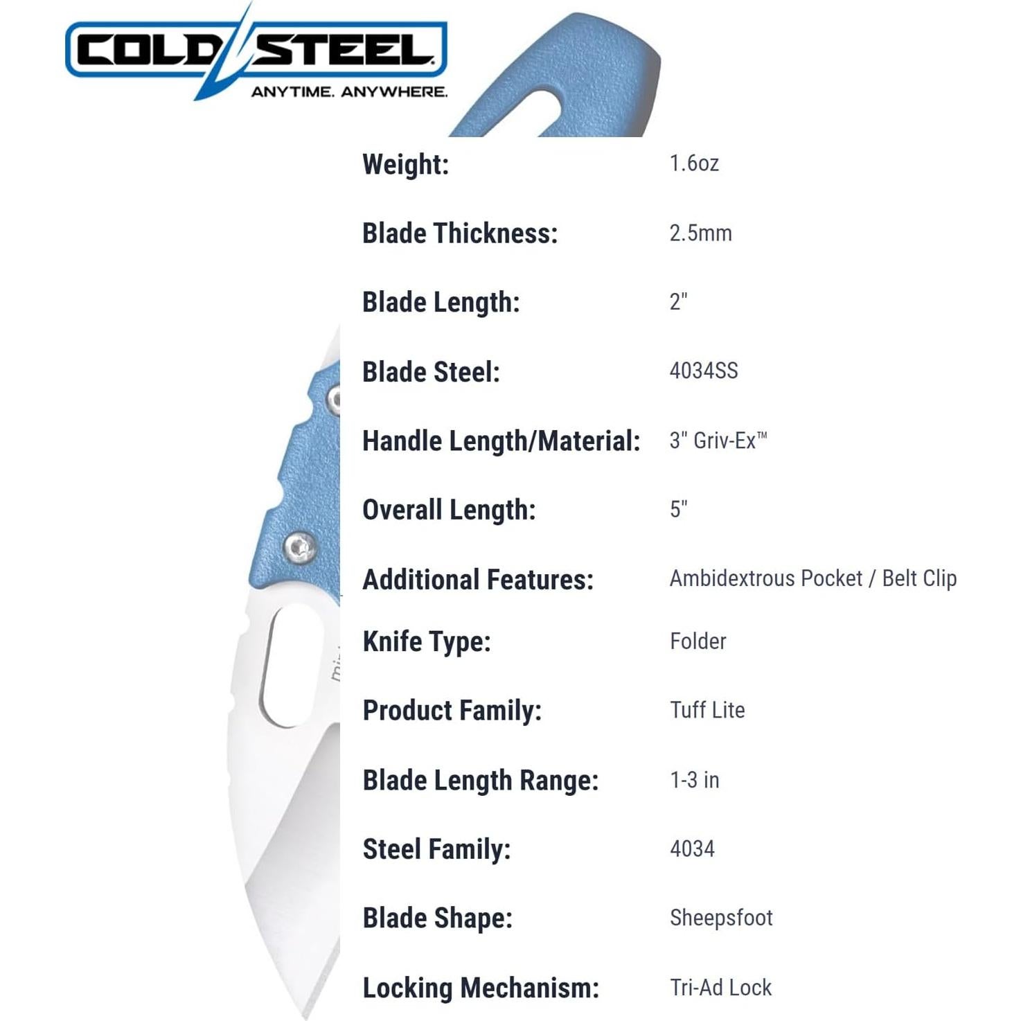 Cuchillo Plegable Cold Steel Tuff Lite 5 cm Hoja Acero Inoxidable