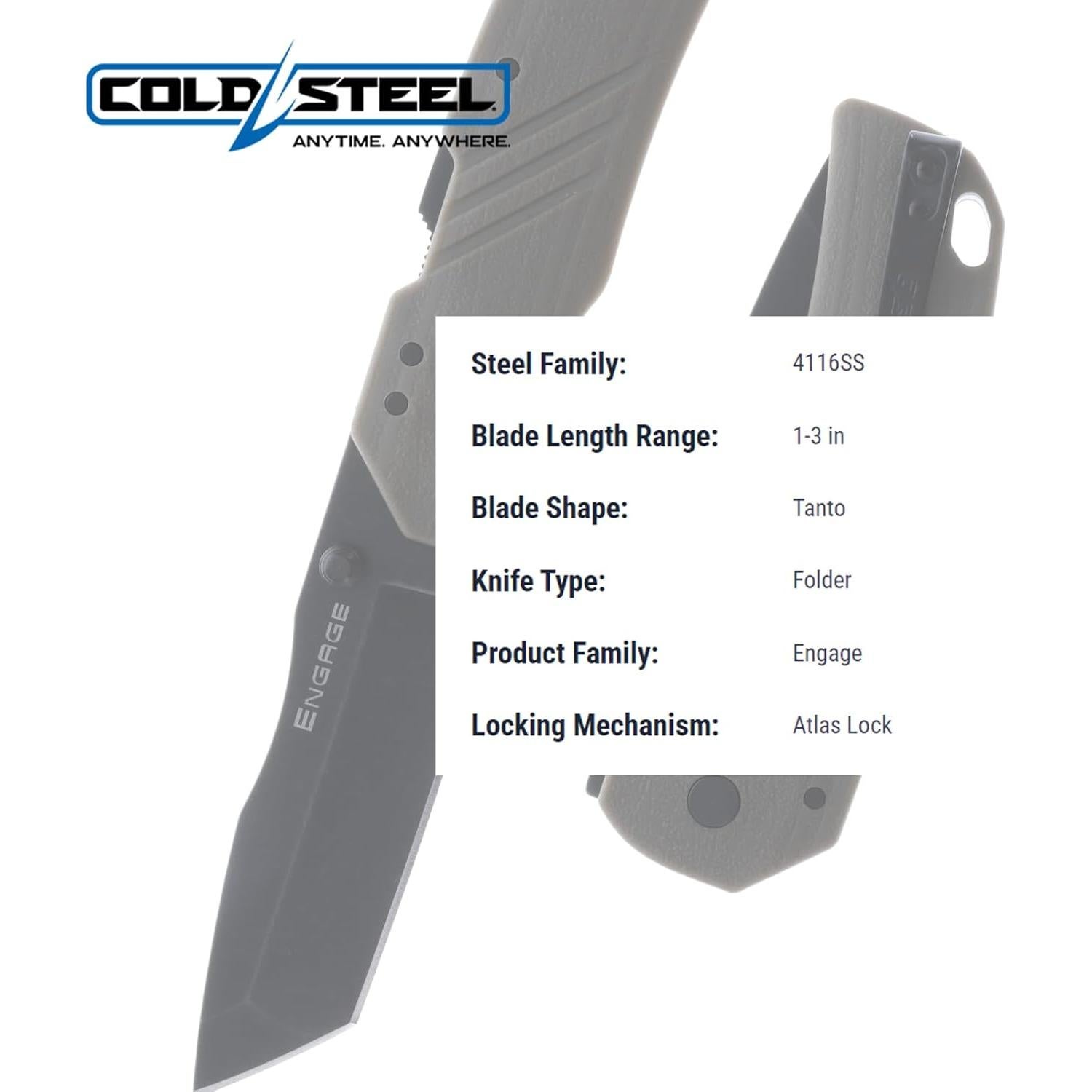 Cuchillo Plegable Cold Steel Engage 3" 4116SS Punta Tanto