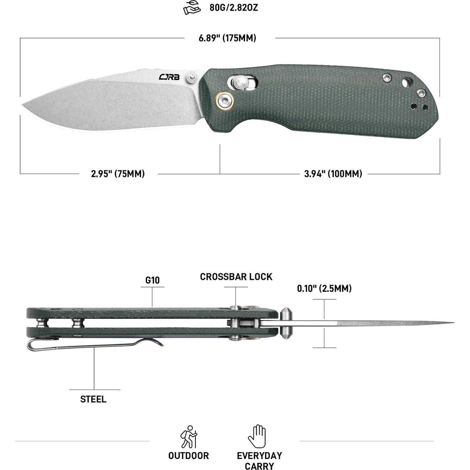 Cuchillo Plegable CJRB Maximal Verde 7.49 cm Acero AR-RPM9
