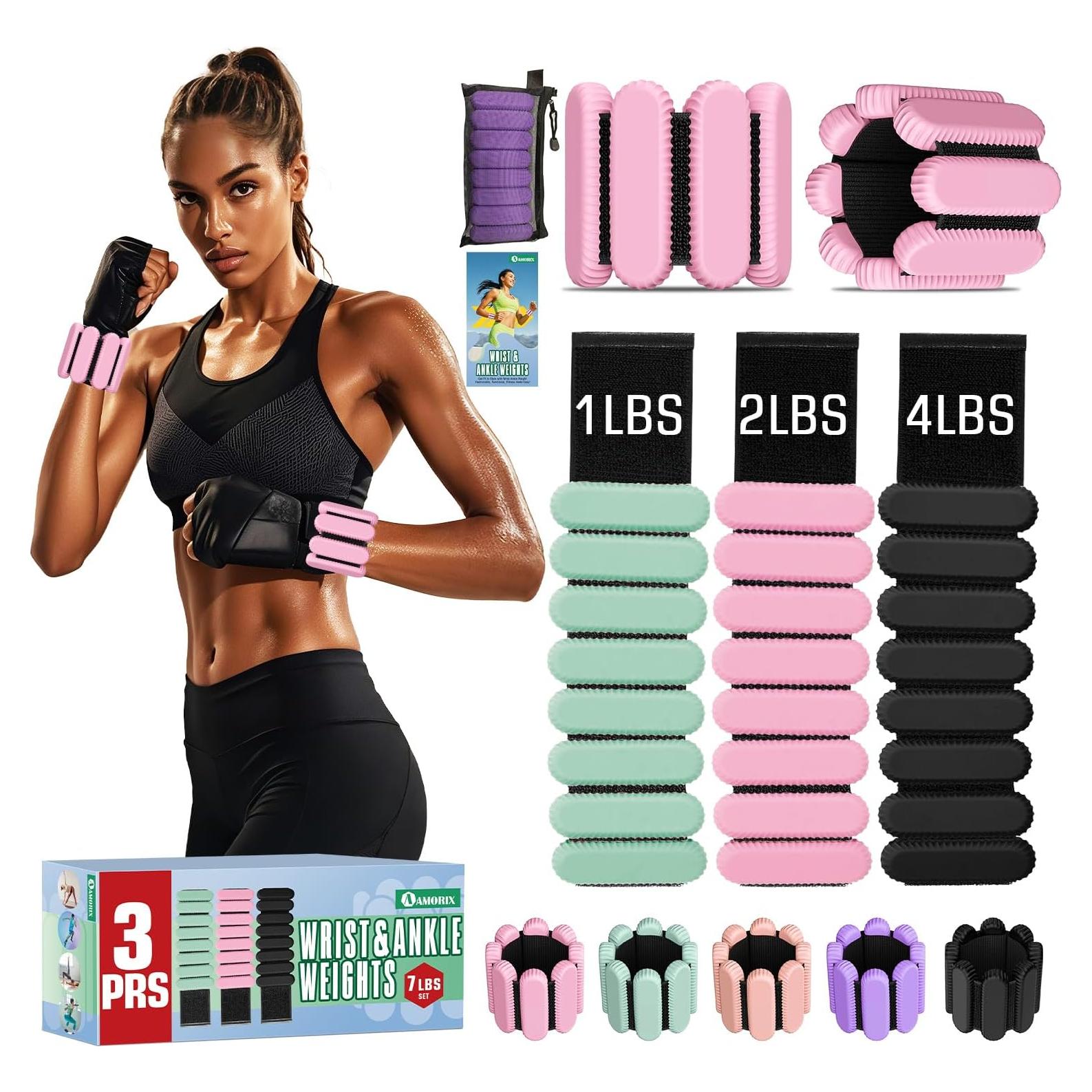 Pesas de Tobillo y Muñeca AMORIX 3 Pares Silicona 3.18kg