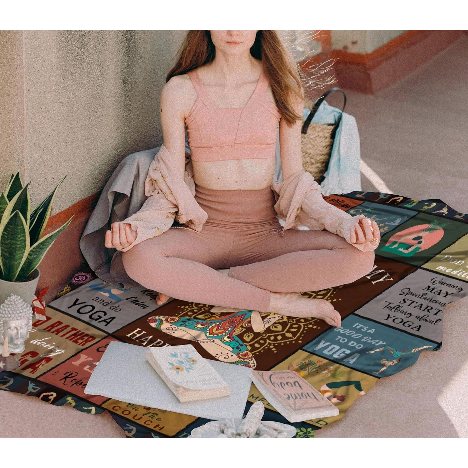 Manta de Yoga Genérica 152x127 cm Franela para Meditación