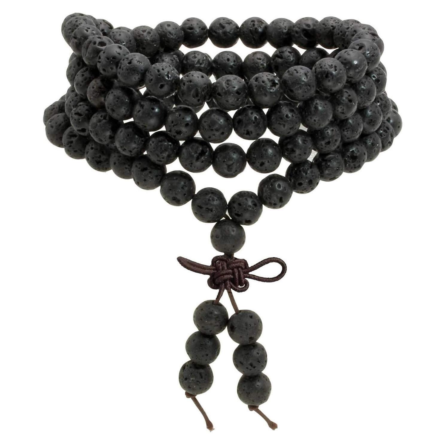 Pulsera Mala Budista MILAKOO 108 Cuentas de Lava 6mm