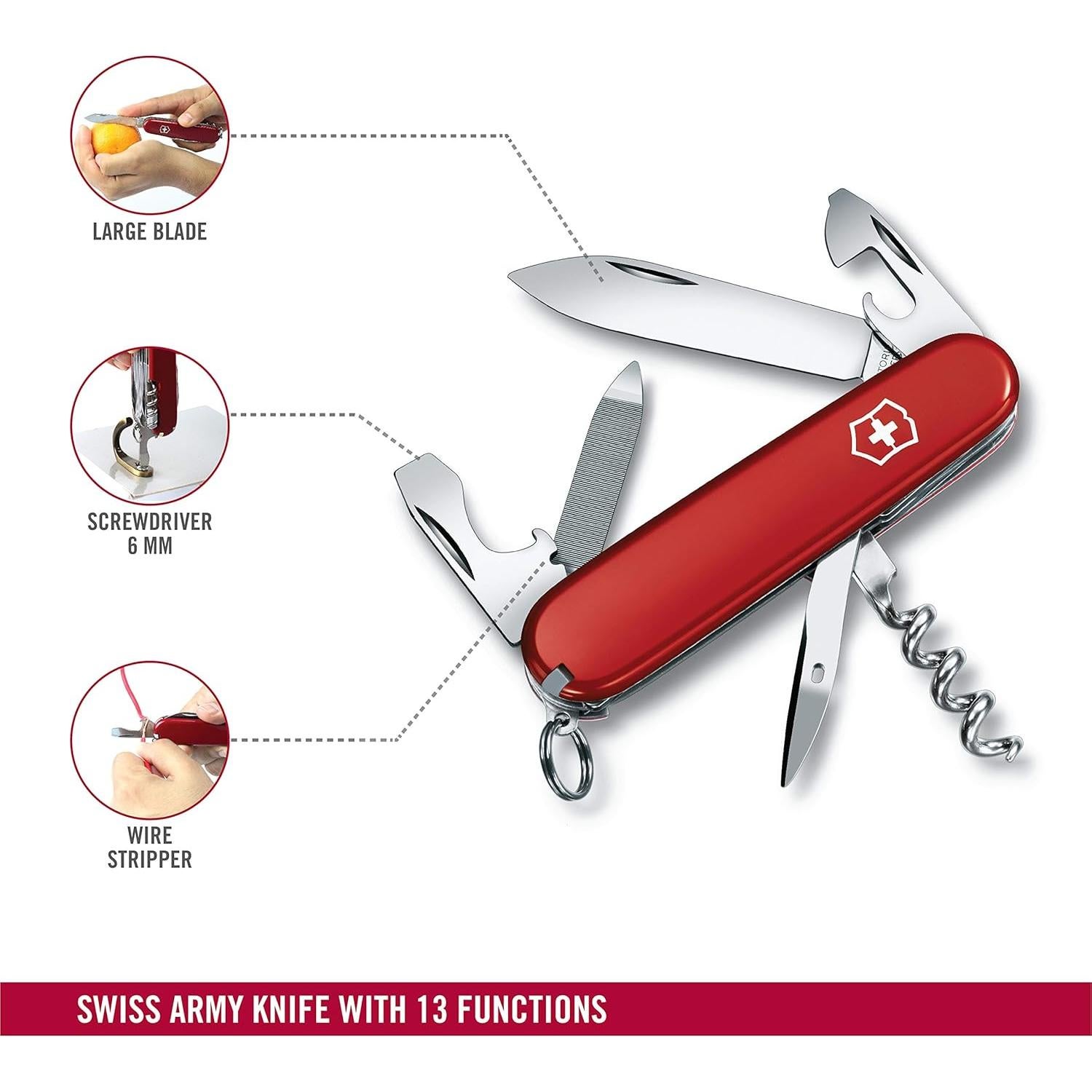 Cuchillo de bolsillo Victorinox Sportsman 13 funciones Rojo