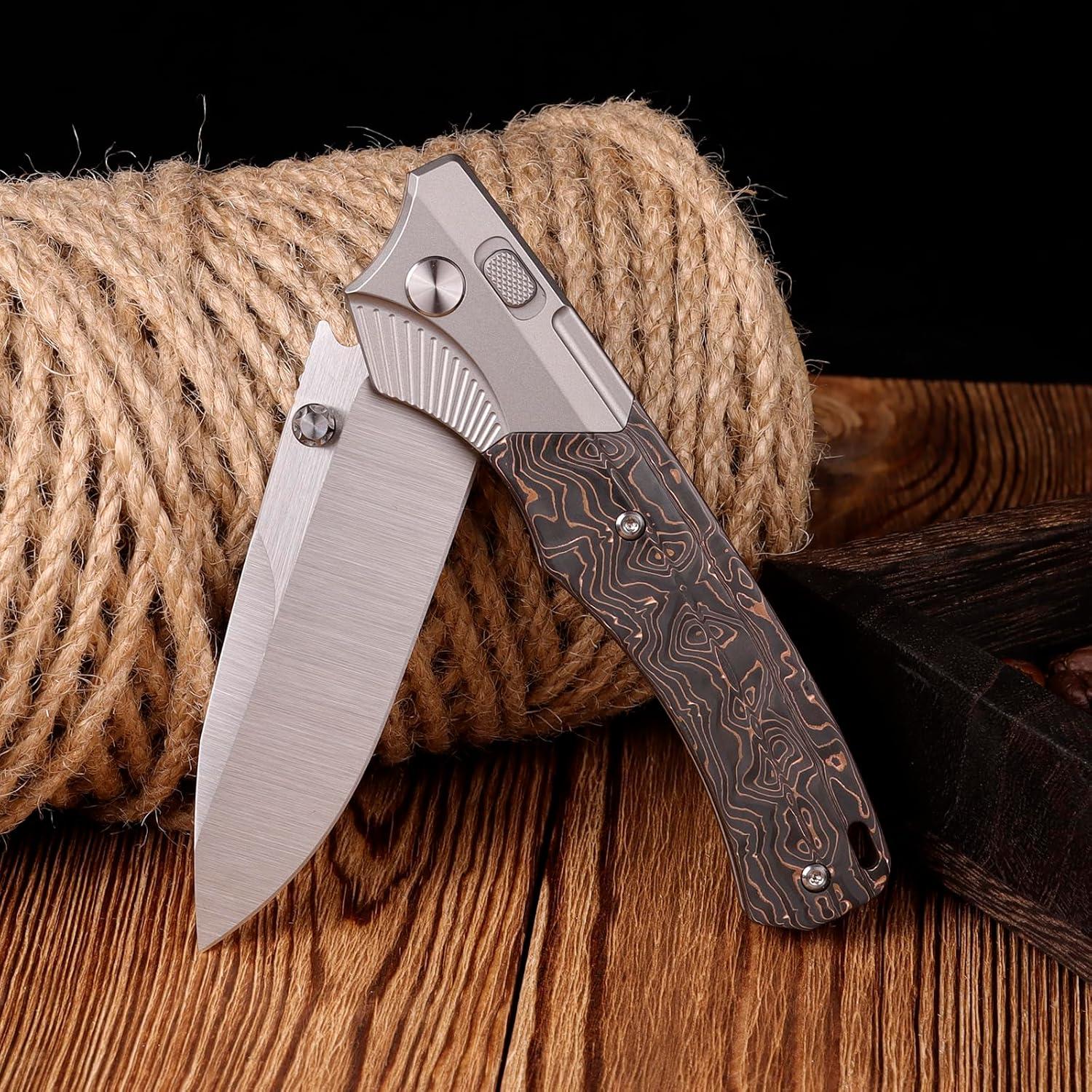 Cuchillo de bolsillo REMETTE WD107, titanio, hoja M390 8.33cm