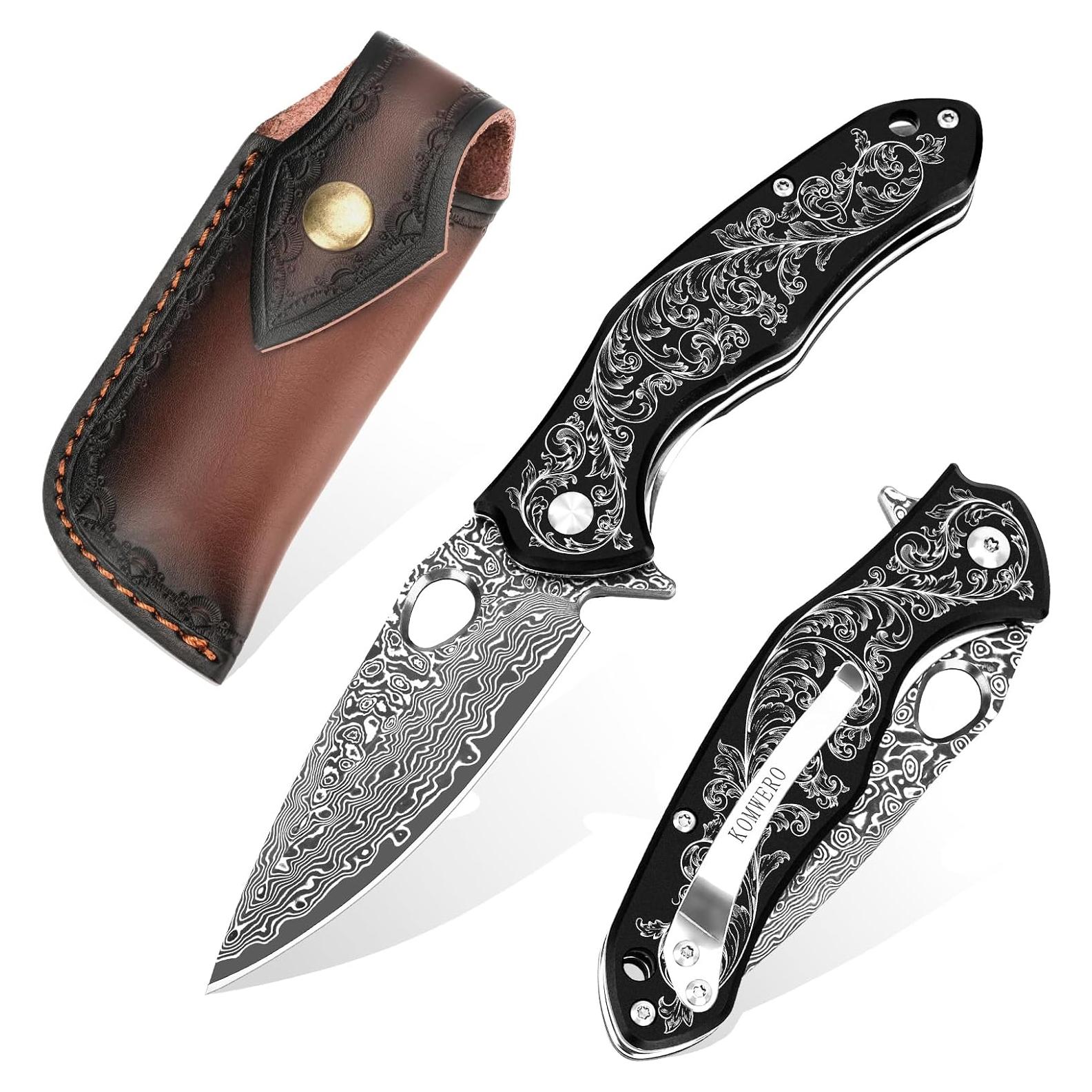 Cuchillo de Bolsillo KOMWERO Damasco VG10 7.5cm Plegable