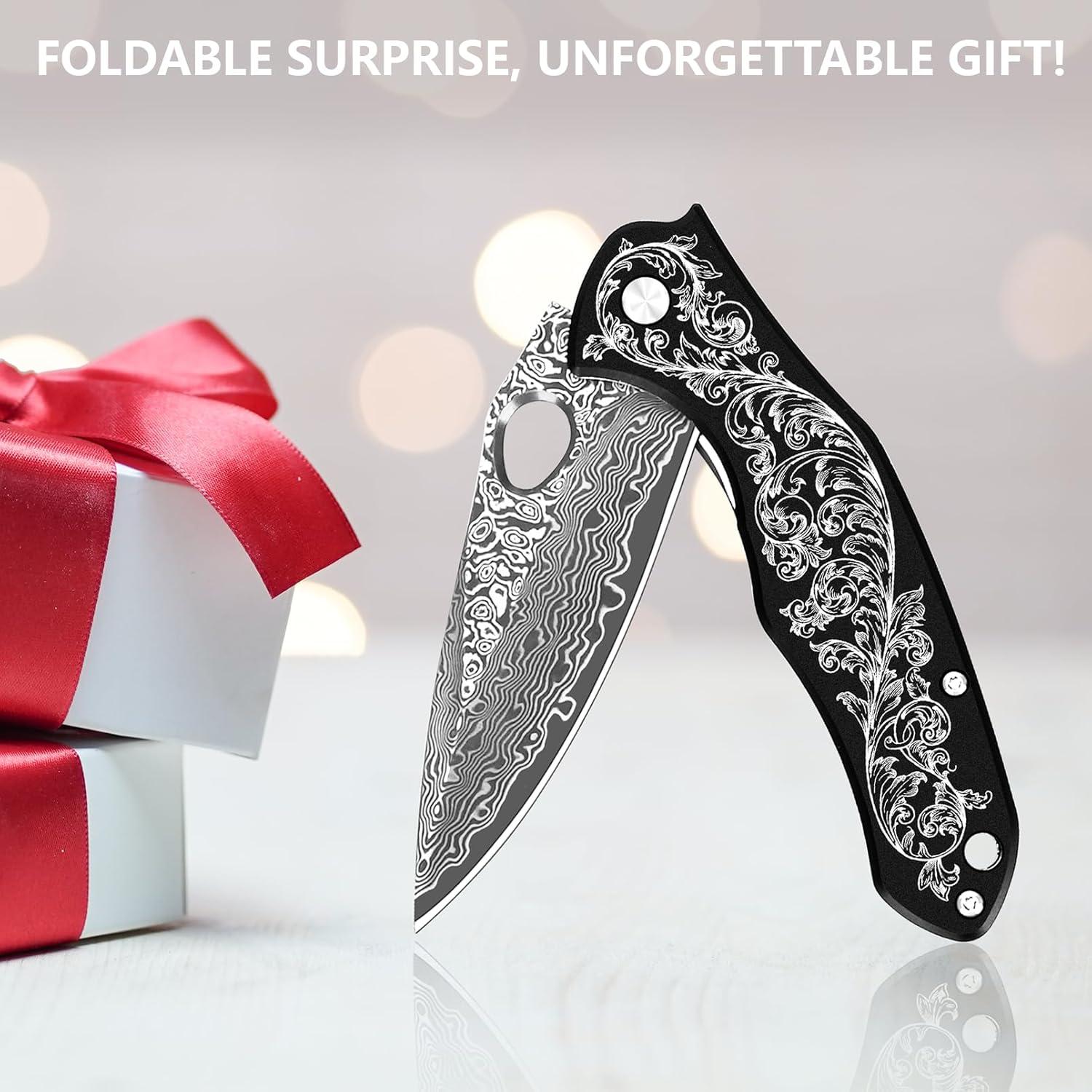 Cuchillo de Bolsillo KOMWERO Damasco VG10 7.5cm Plegable