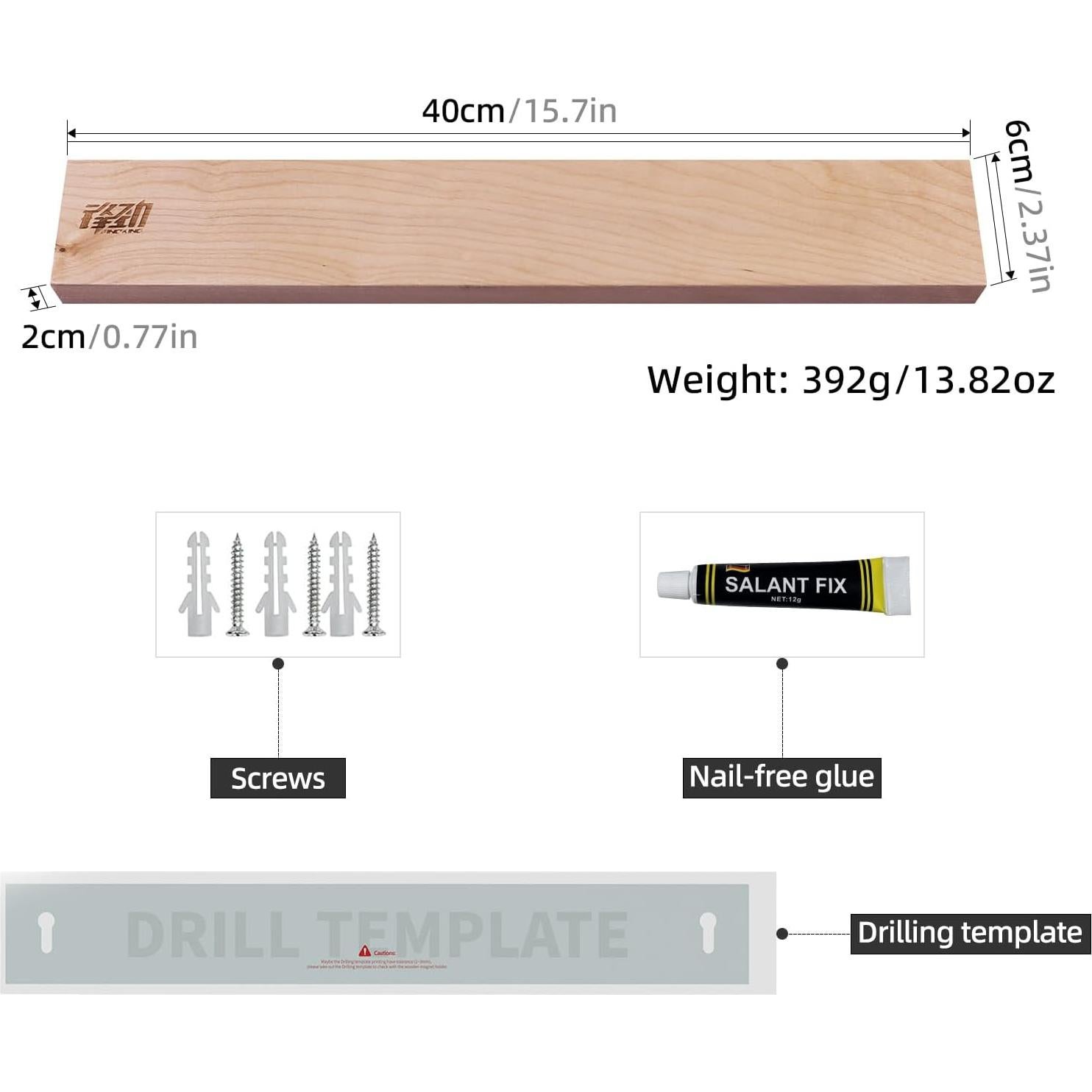 Tira Magnética de Madera FINDKING 40.64 cm Beige para Cuchillos