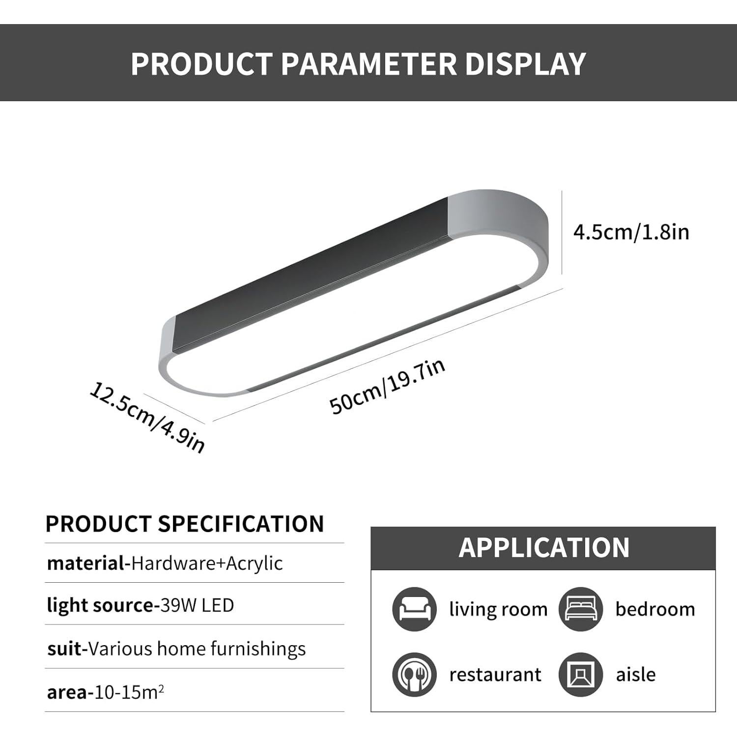 Luz de Techo LED Qcyuui 50cm 39W Protección Ocular