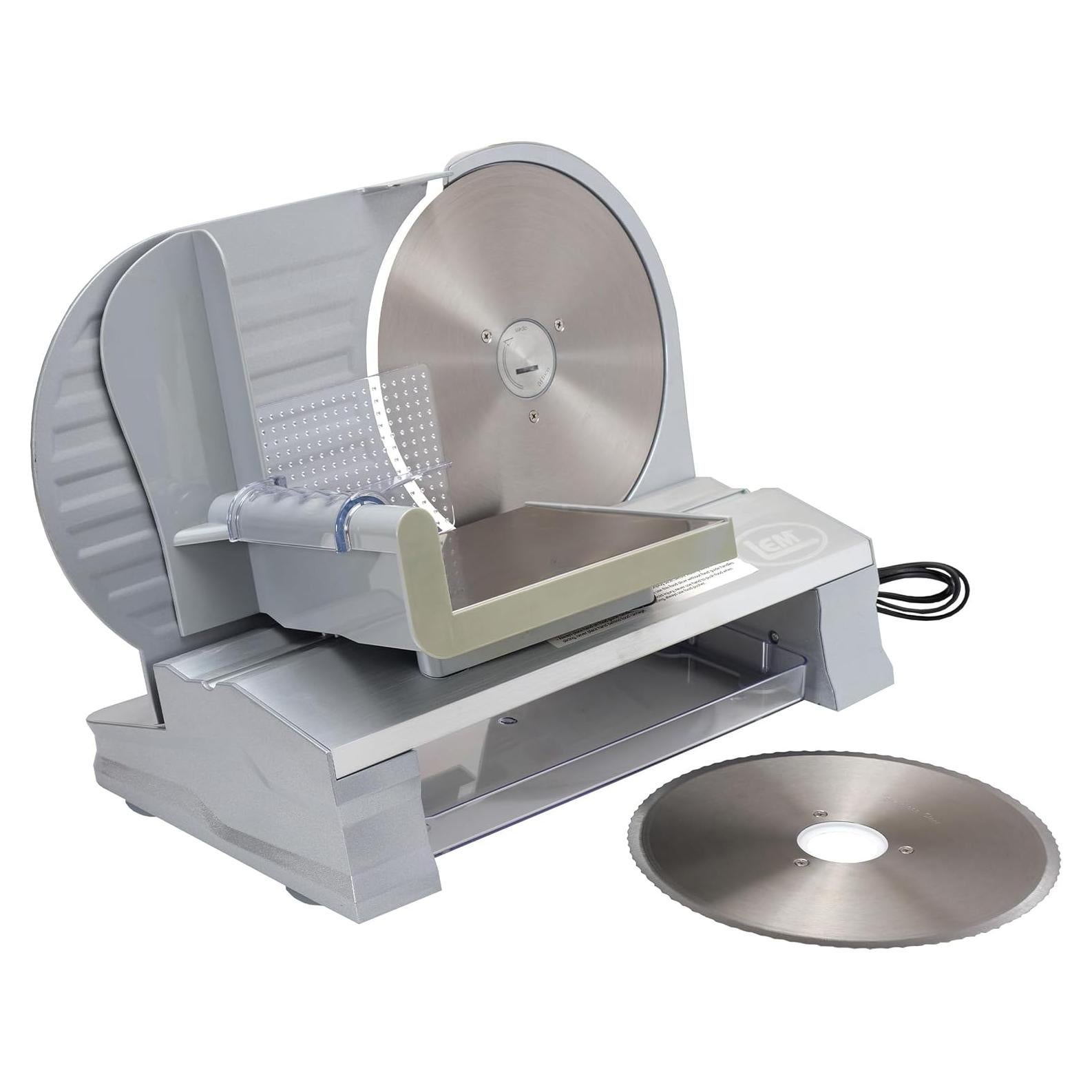 Cortadora de Carne Eléctrica LEM 21.6 cm Doble Cuchilla Inoxidable