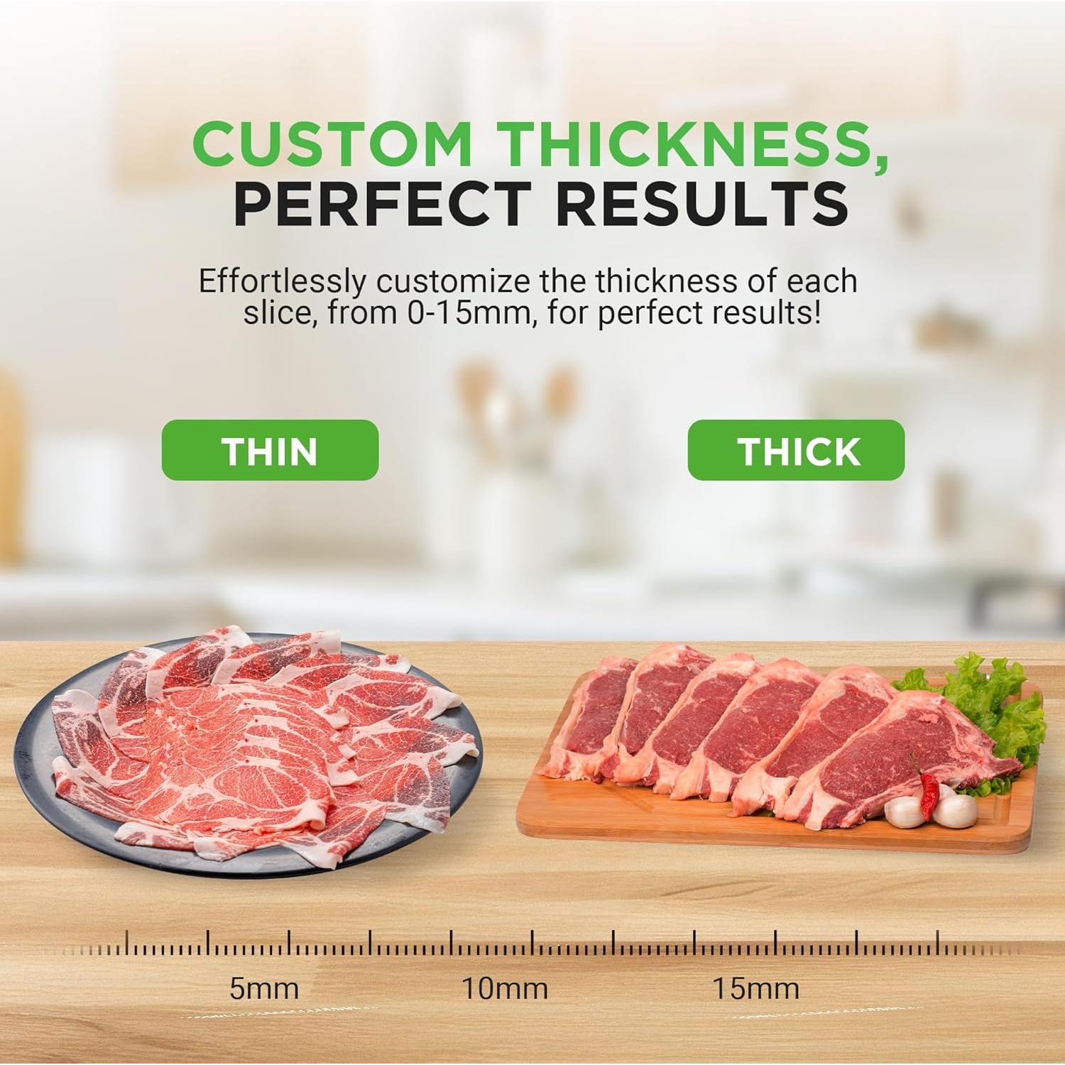 Rebanadora de Carne Eléctrica NutriChef 200W Ajustable 0-15mm