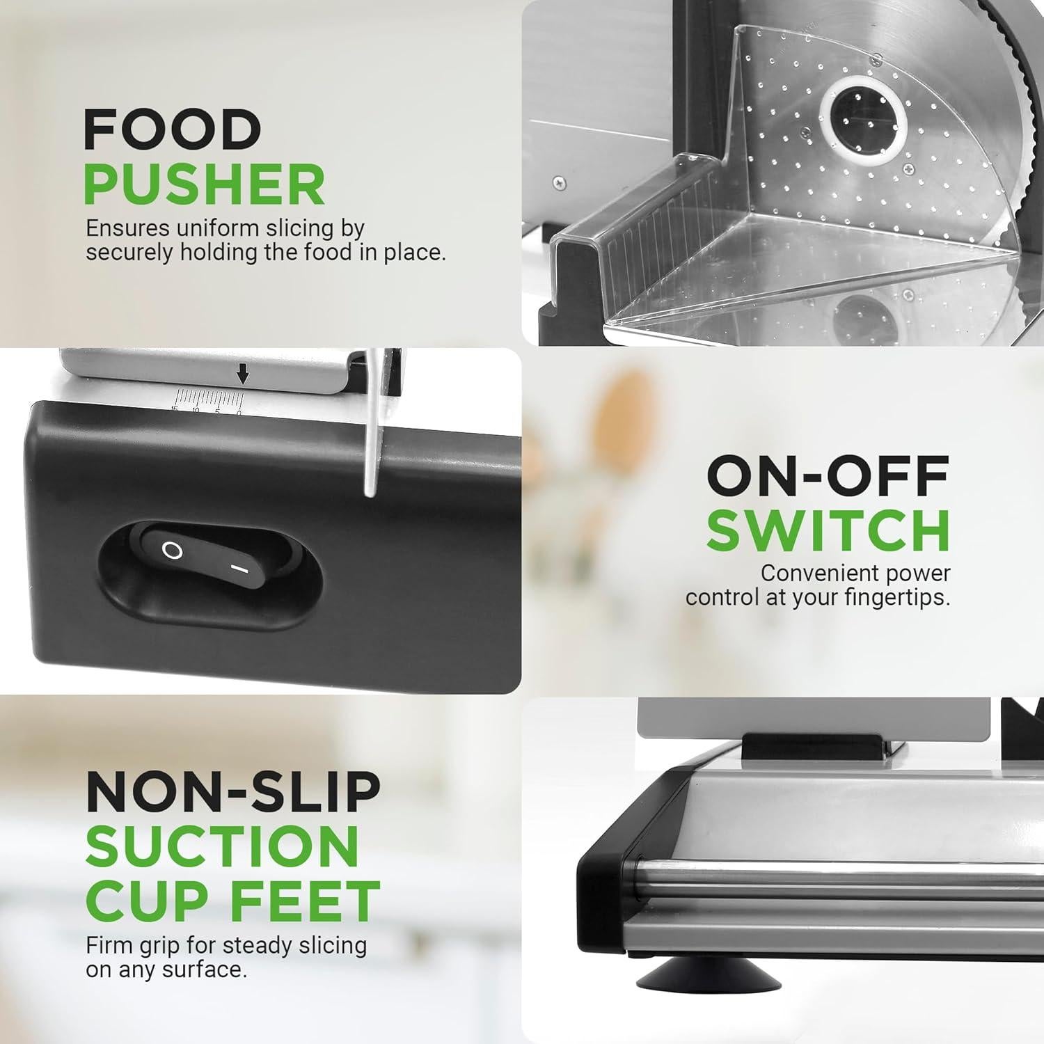 Rebanadora de Carne Eléctrica NutriChef 200W Ajustable 0-15mm