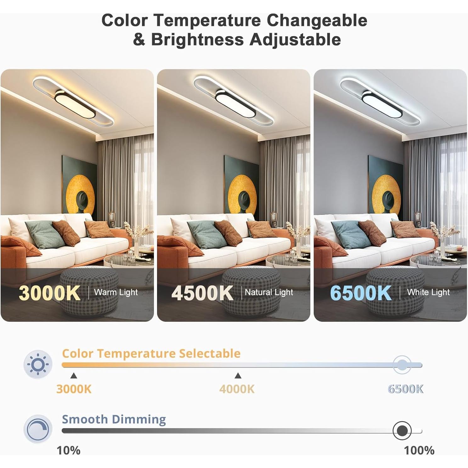 Luz de Techo LED Qcyuui 80cm Regulable con Control Remoto