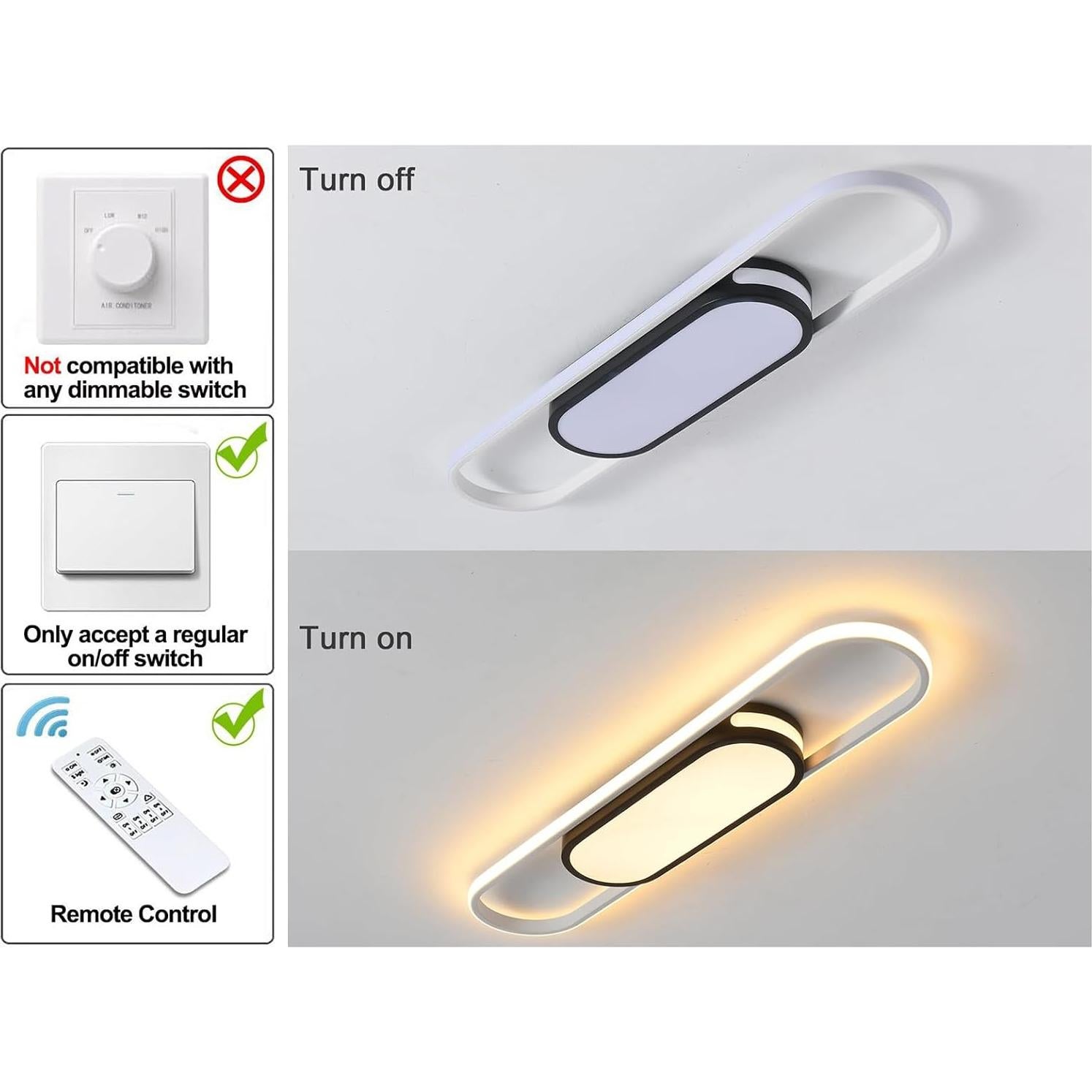 Luz de Techo LED Qcyuui 80cm Regulable con Control Remoto