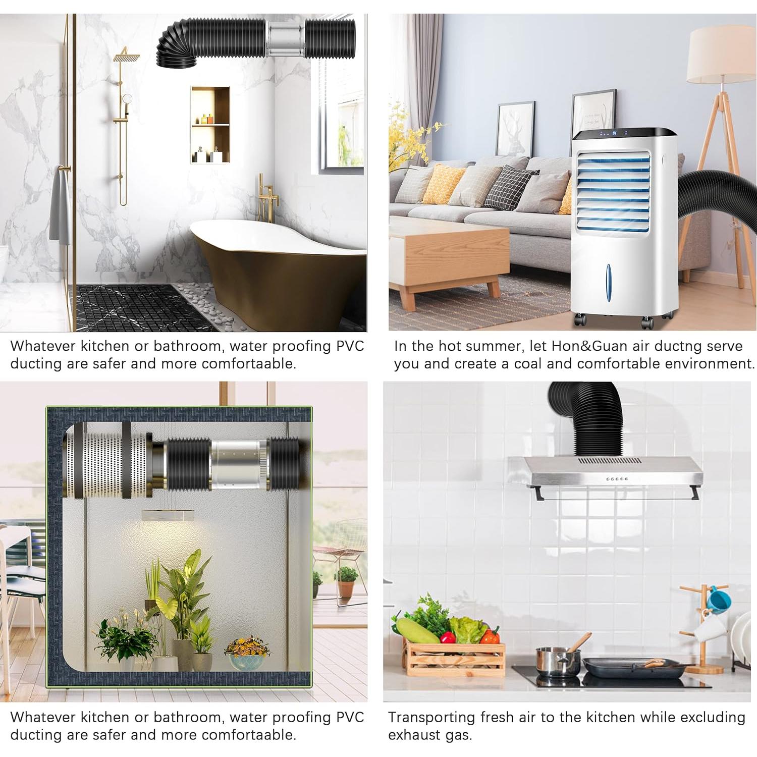 Conducto Flexible de Aire 6" Hon&Guan 4.88m Negro HVAC