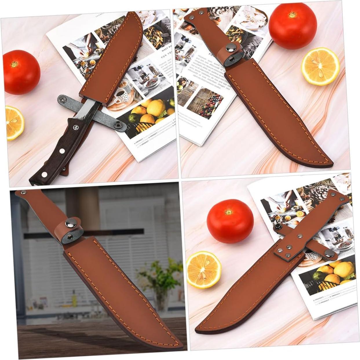 Funda de Cutter de Cuero SHOWERORO para Camping y Hogar