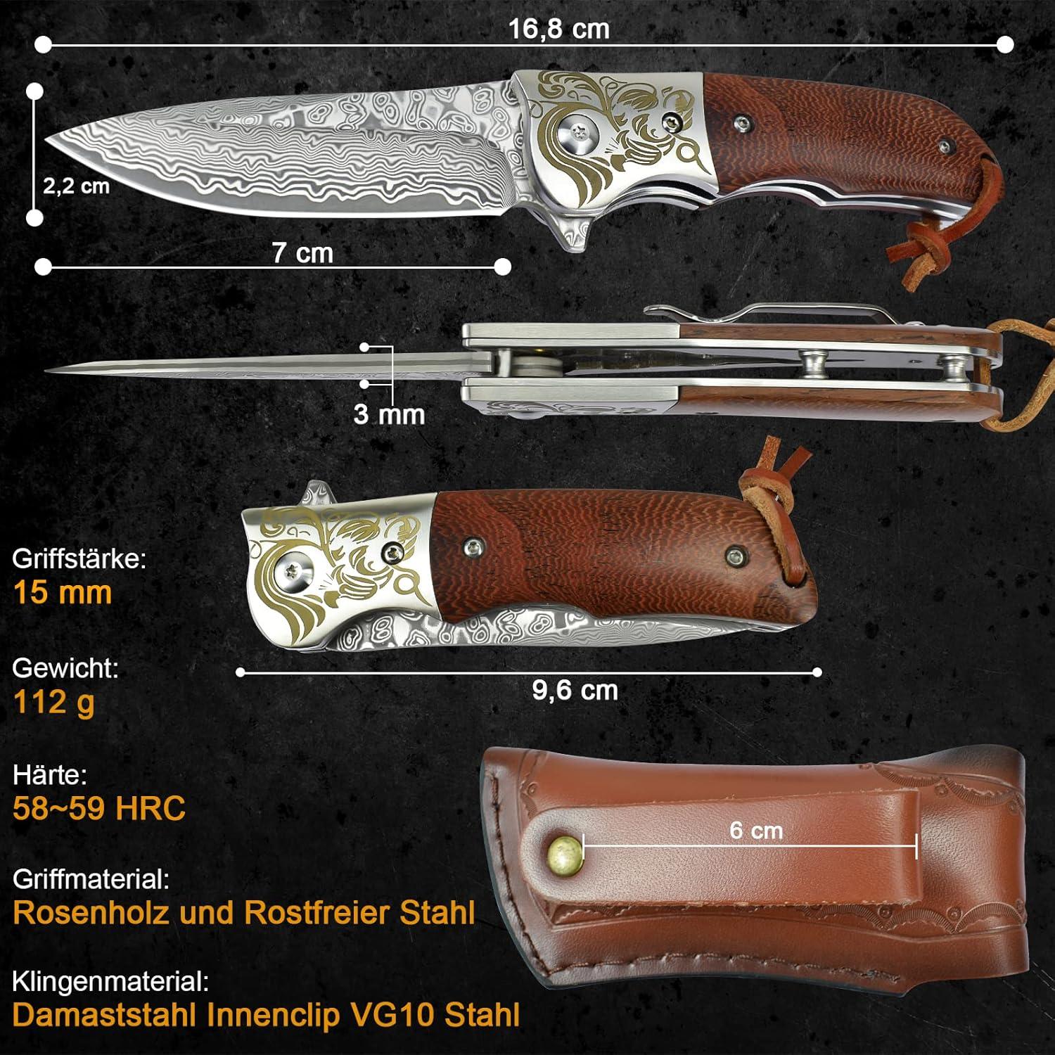 Cuchillo de Bolsillo AUBEY Damasco VG10 Plegable 16.8 cm