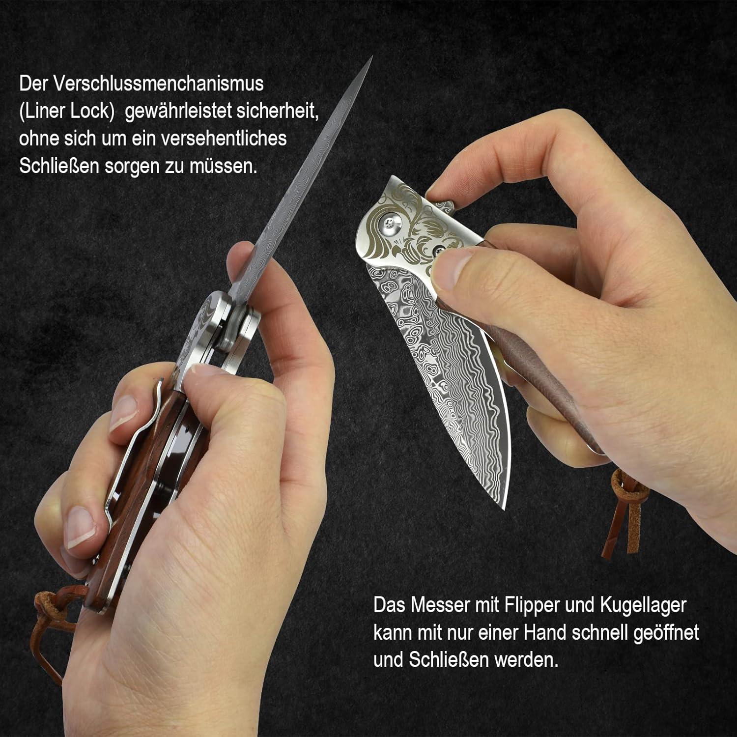 Cuchillo de Bolsillo AUBEY Damasco VG10 Plegable 16.8 cm