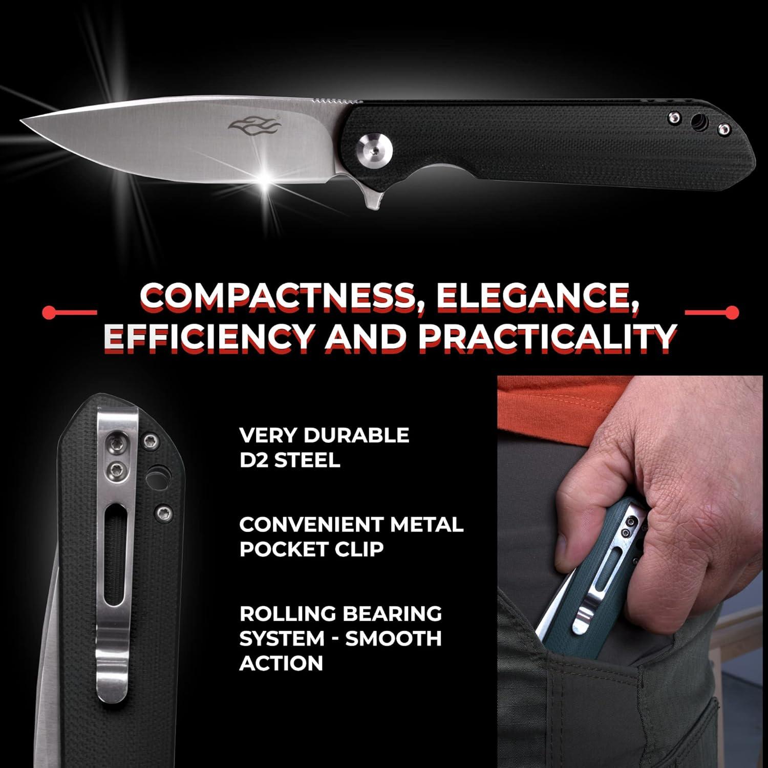 Cuchillo Plegable Ganzo FH41-CF Acero D2 Mango G10 20.1cm