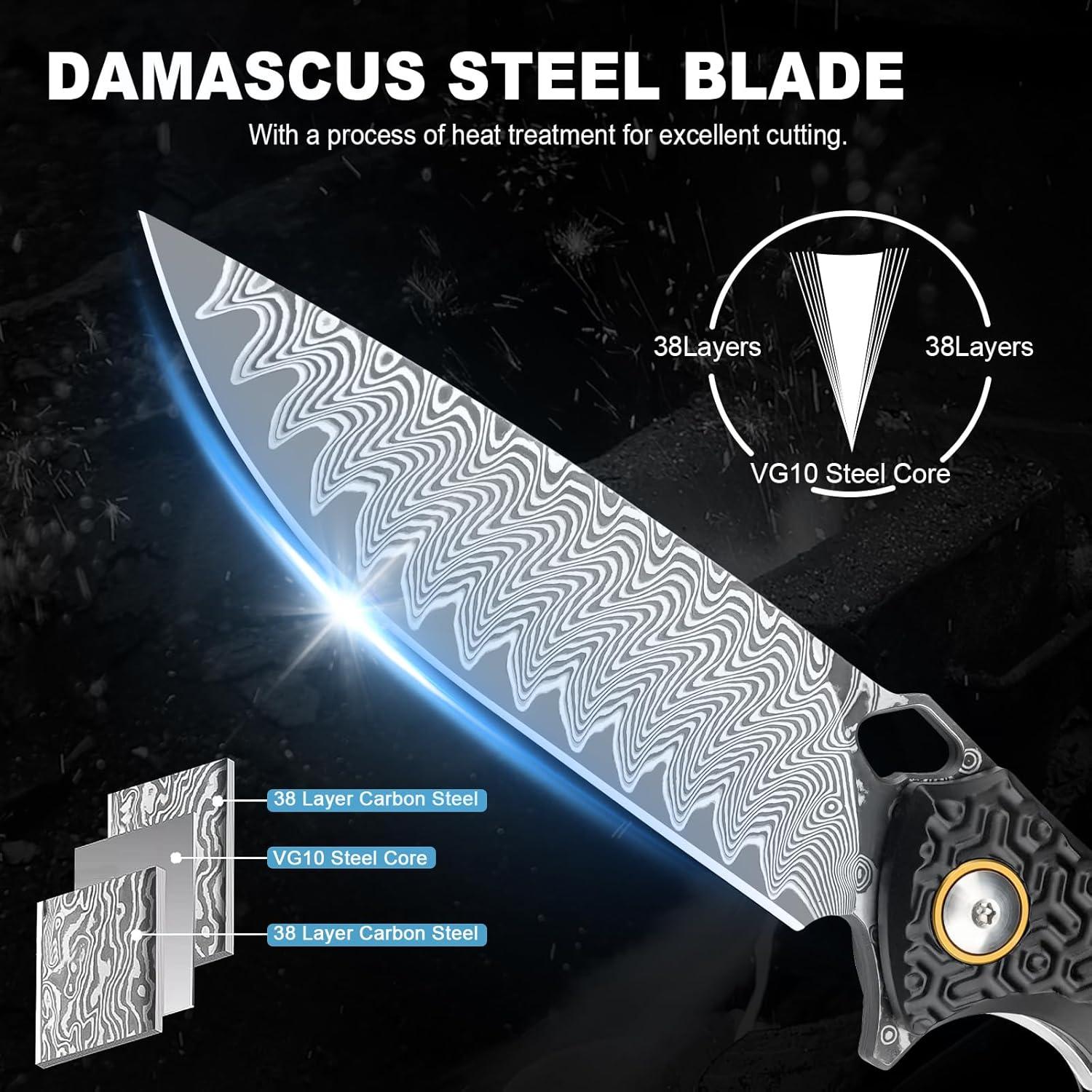 Cuchillo de bolsillo Damasco Zingbee 8.5 cm plegable aluminio