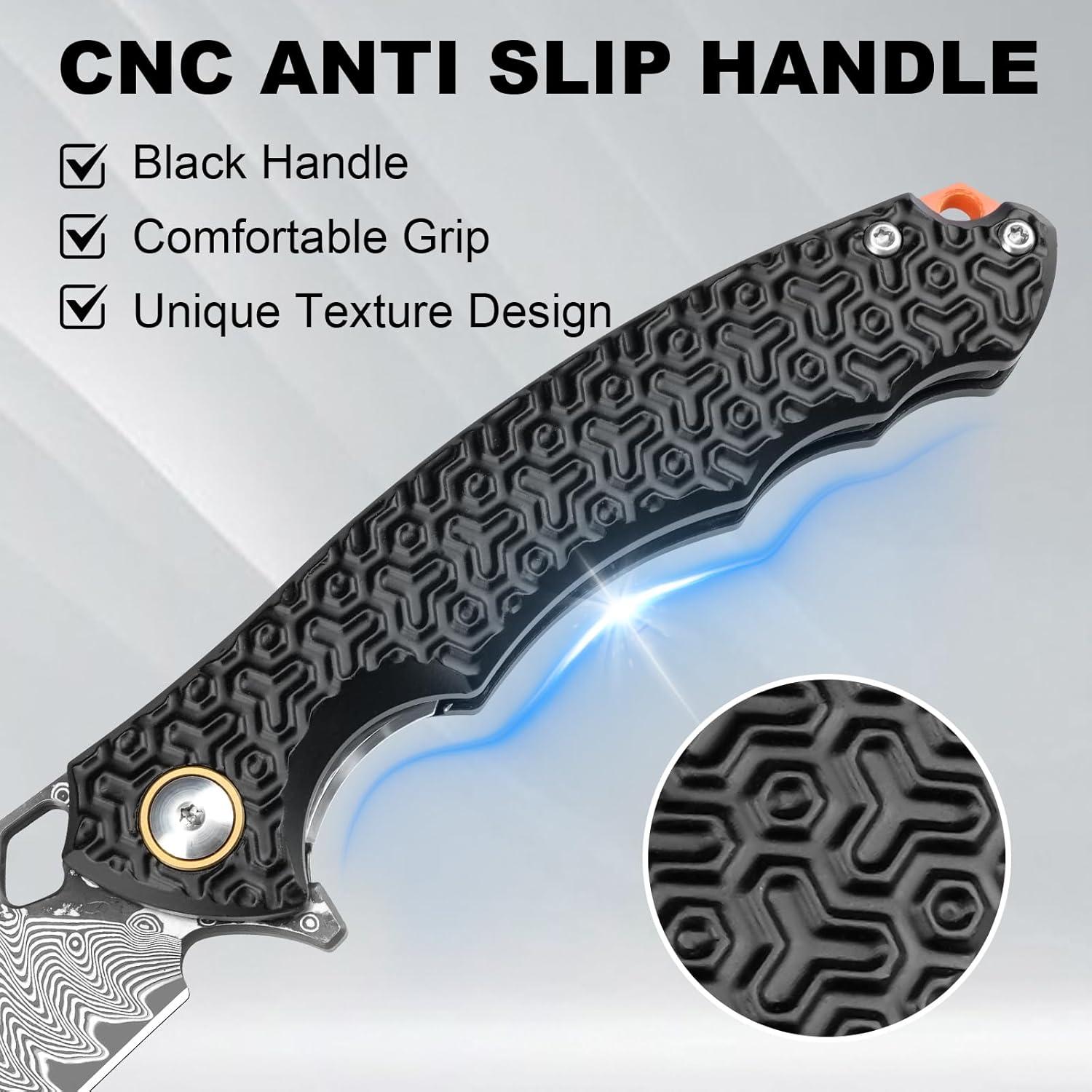 Cuchillo de bolsillo Damasco Zingbee 8.5 cm plegable aluminio