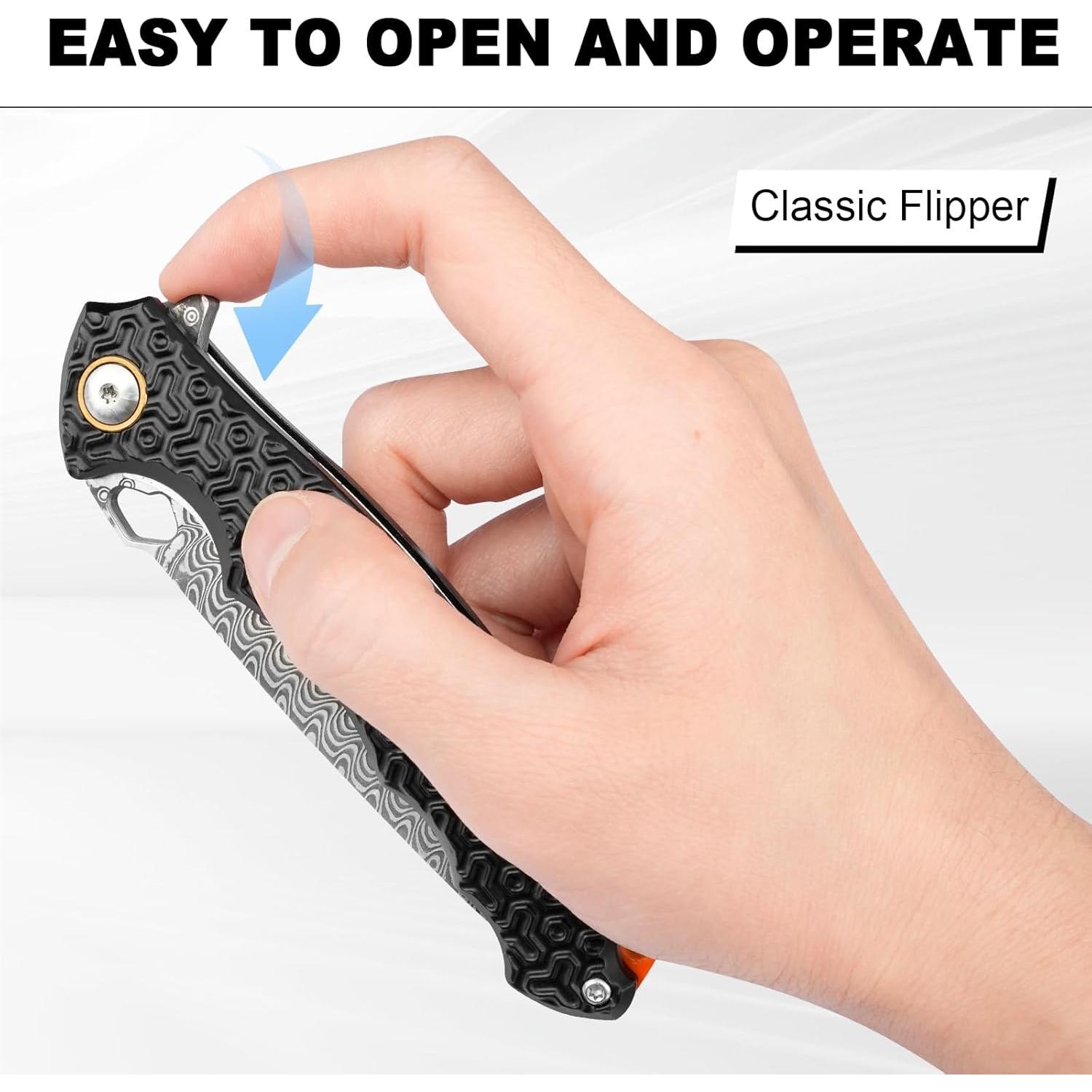 Cuchillo de bolsillo Damasco Zingbee 8.5 cm plegable aluminio