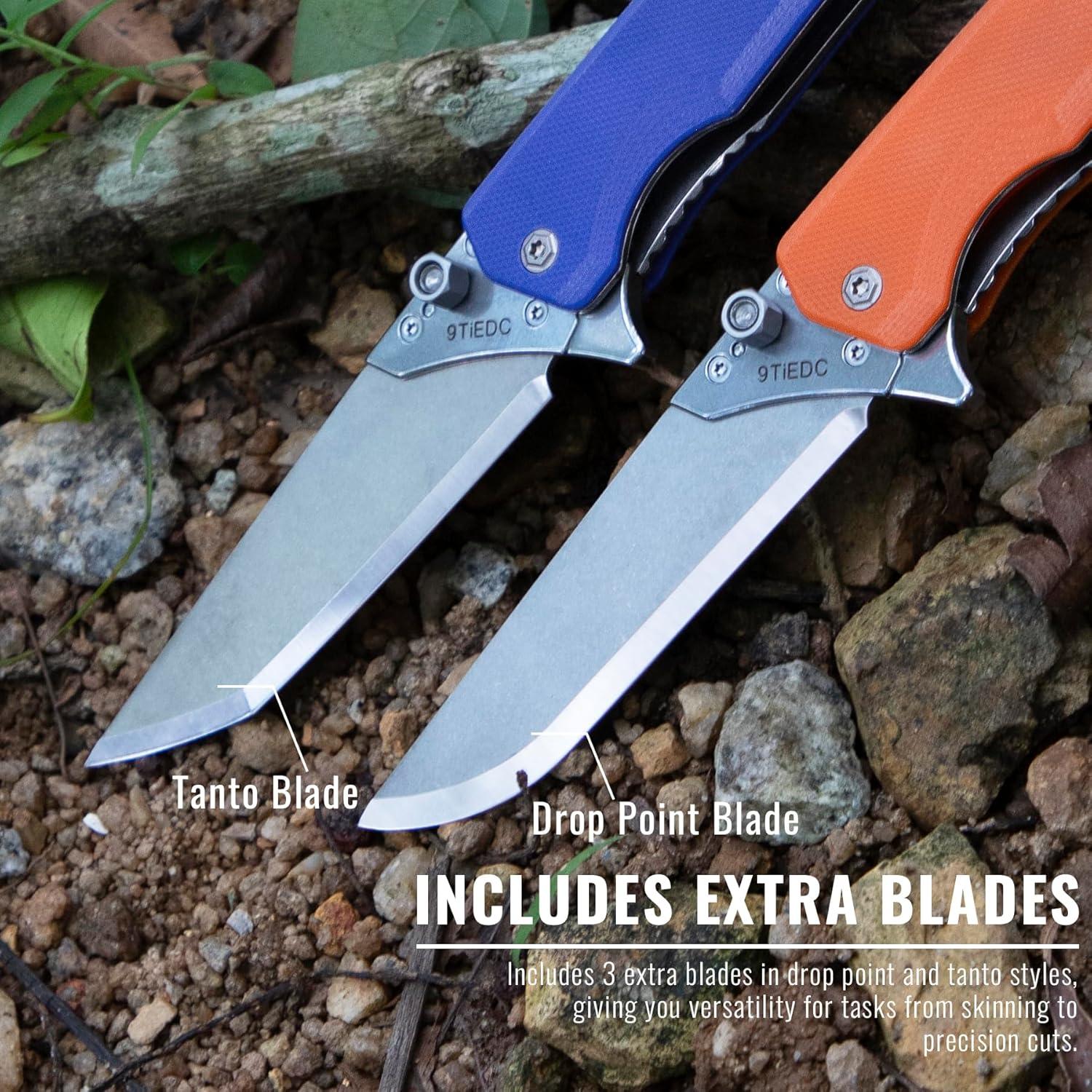 Cuchillo Plegable 9TiEDC con 4 Cuchillas Reemplazables 8.89 cm