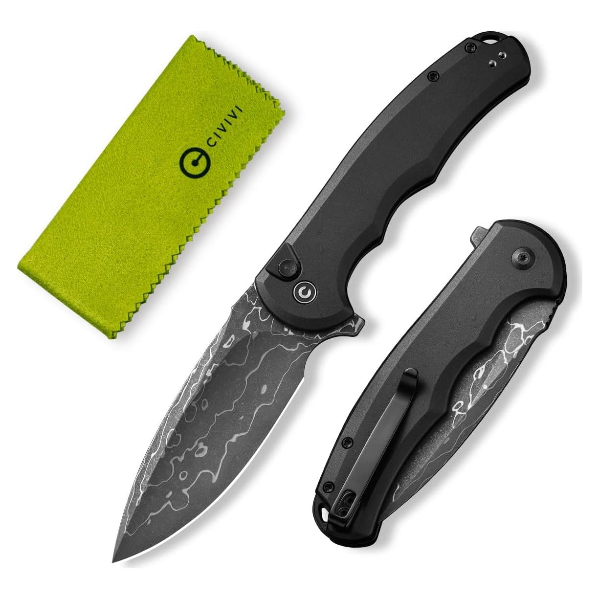 Cuchillo de Bolsillo CIVIVI Button Lock Praxis Damasco 9.06 cm