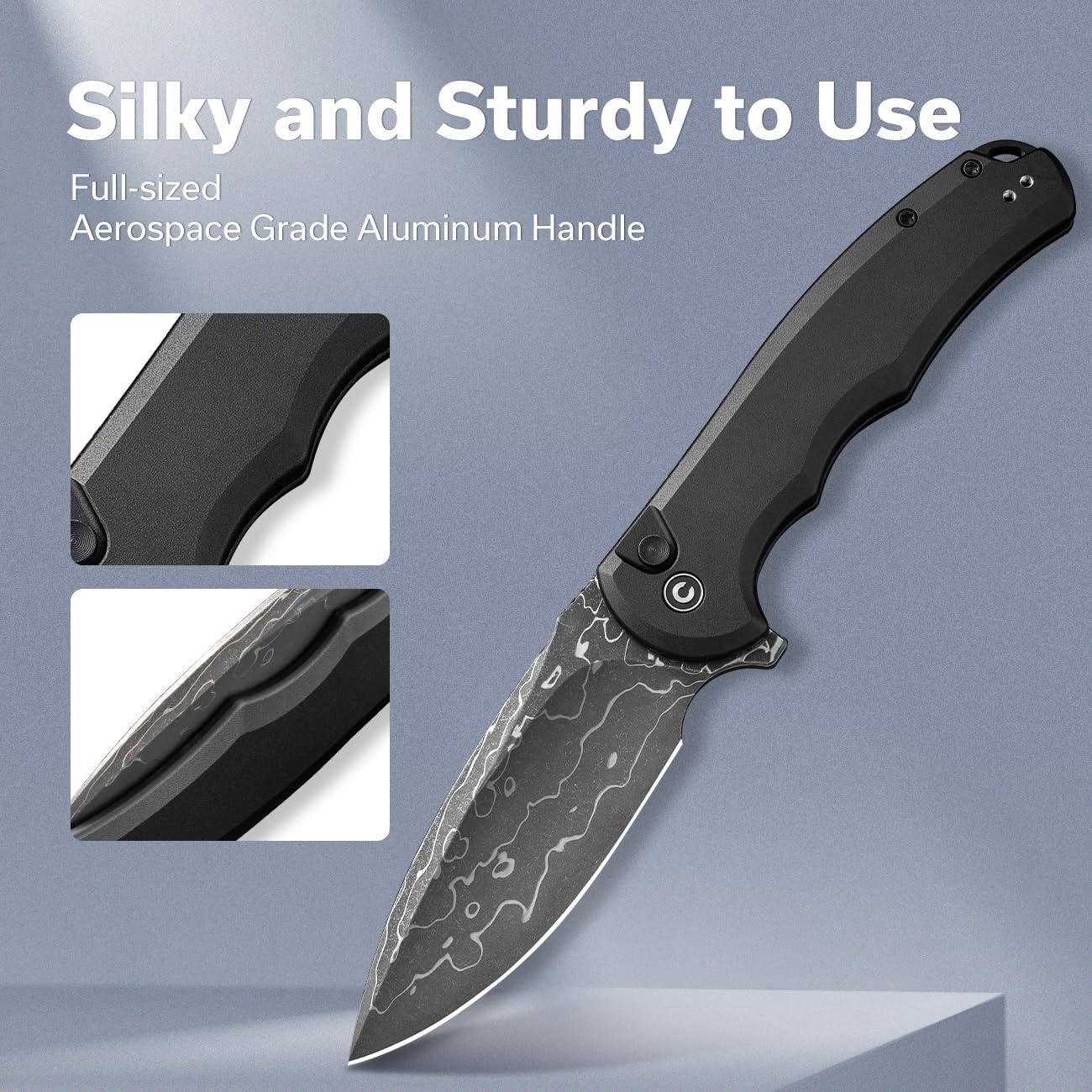 Cuchillo de Bolsillo CIVIVI Button Lock Praxis Damasco 9.06 cm