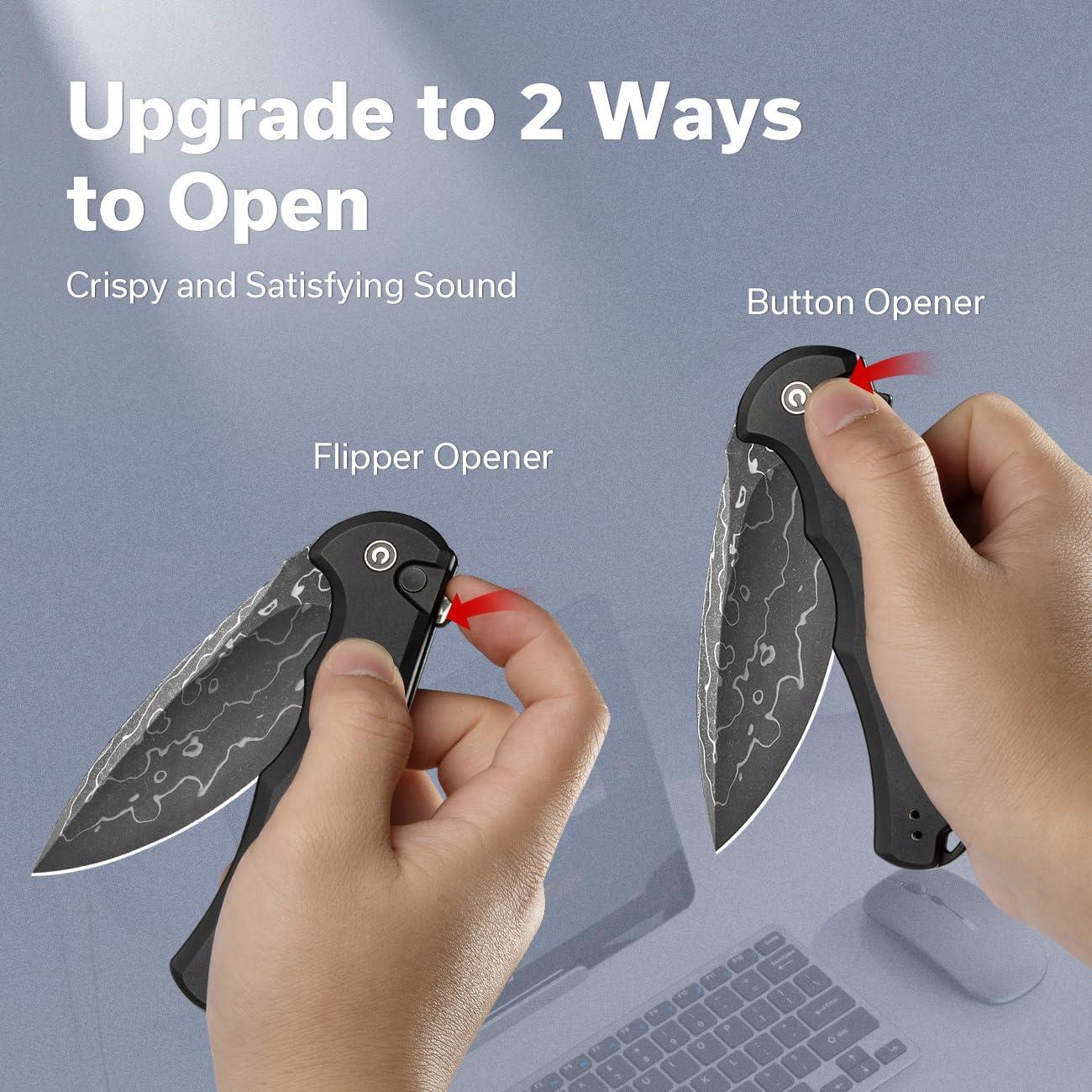 Cuchillo de Bolsillo CIVIVI Button Lock Praxis Damasco 9.06 cm